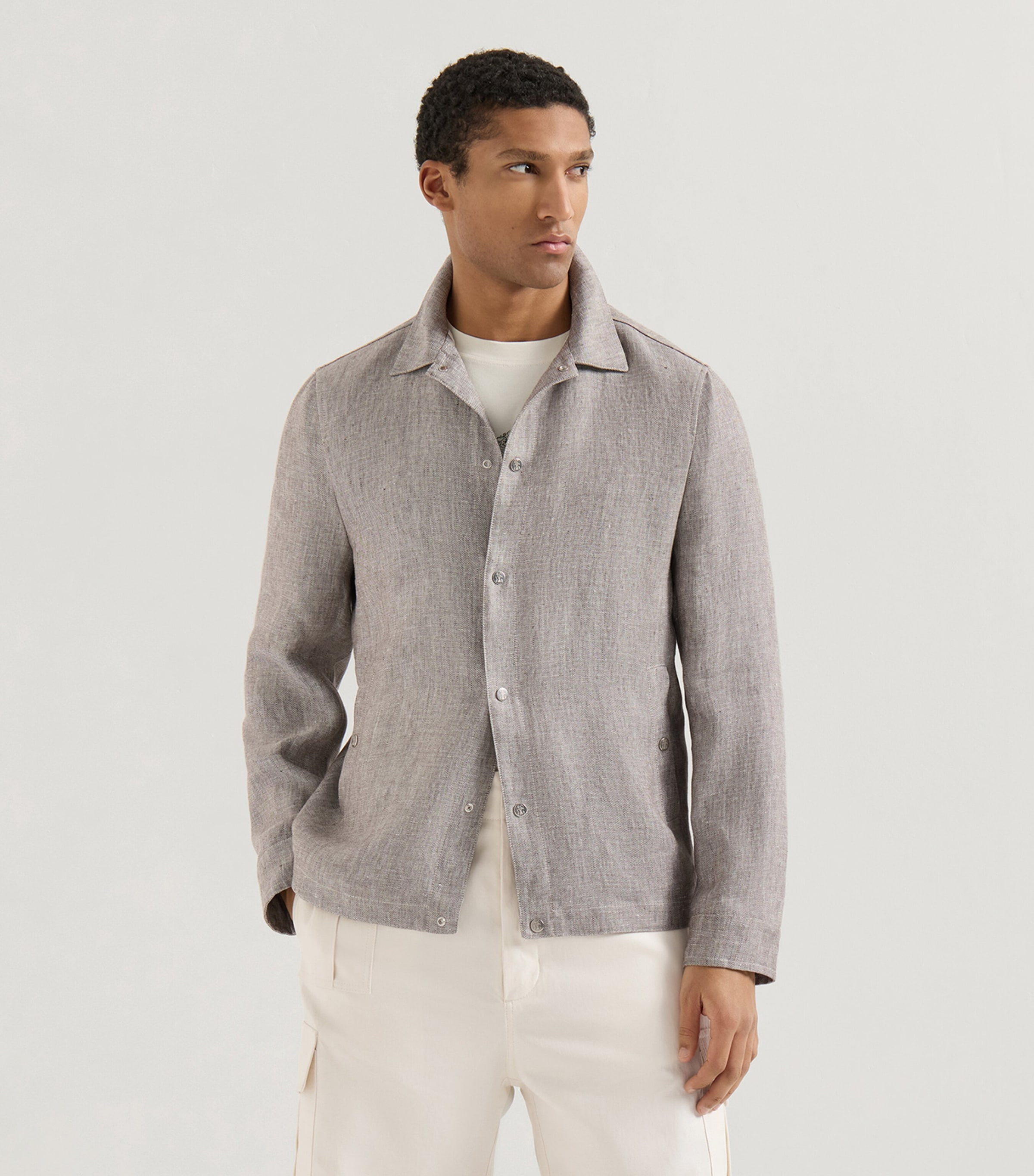 Brunello Cucinelli Mens Hemp-Linen Overshirt Image 5