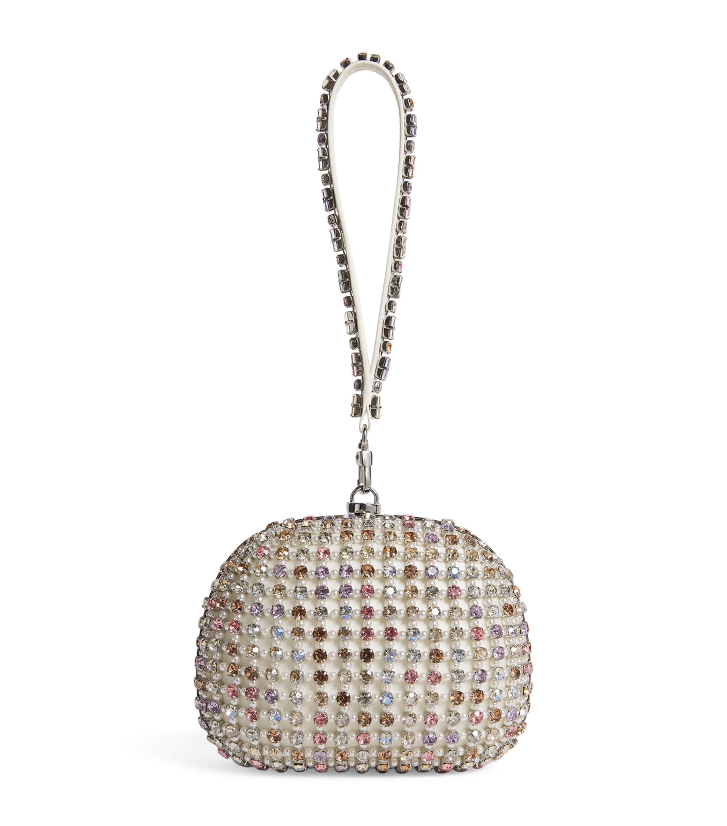 Self-portrait Crystal-embellished Clutch Bag In Multi