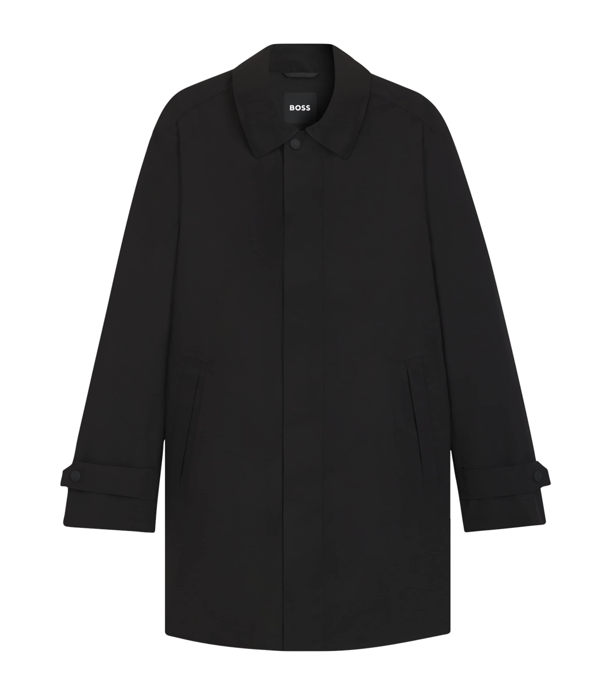 Hugo Boss Gore-tex Button-fastening Coat In Black