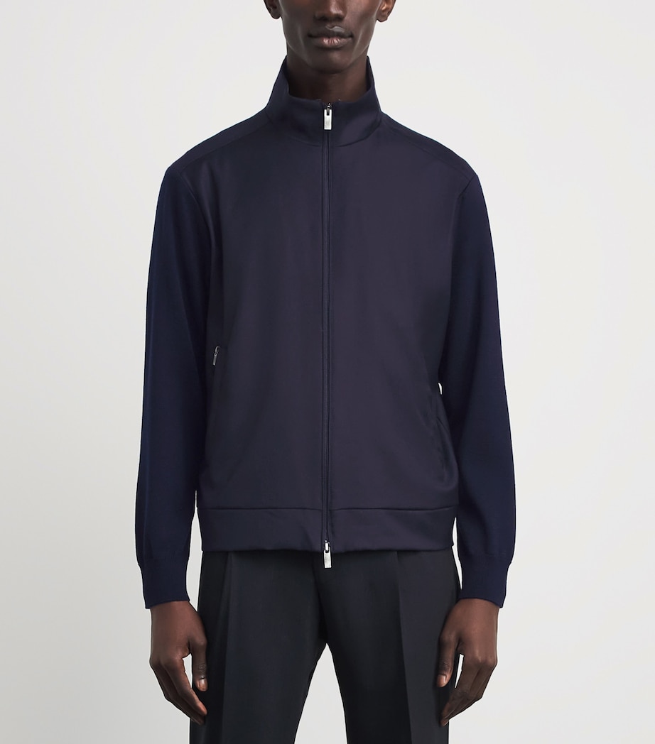 Paul & Shark Mens Virgin Wool Hybrid Jacket Blu Scuro Tortra Image 4