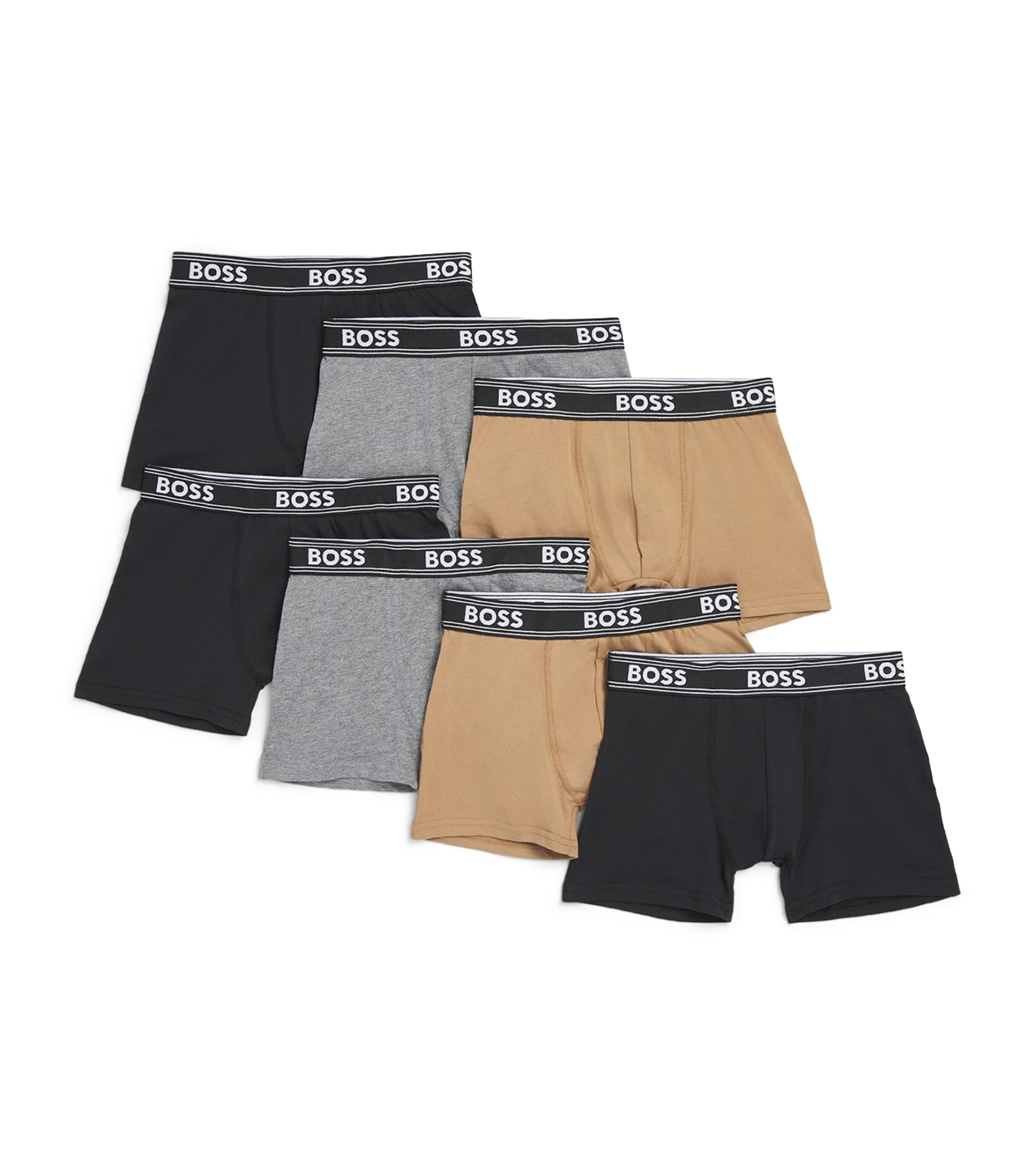 BOSS Kidswear Mens Logo Waistband Trunks - Pack of 7 (4-16 Years) Cookie Image 1