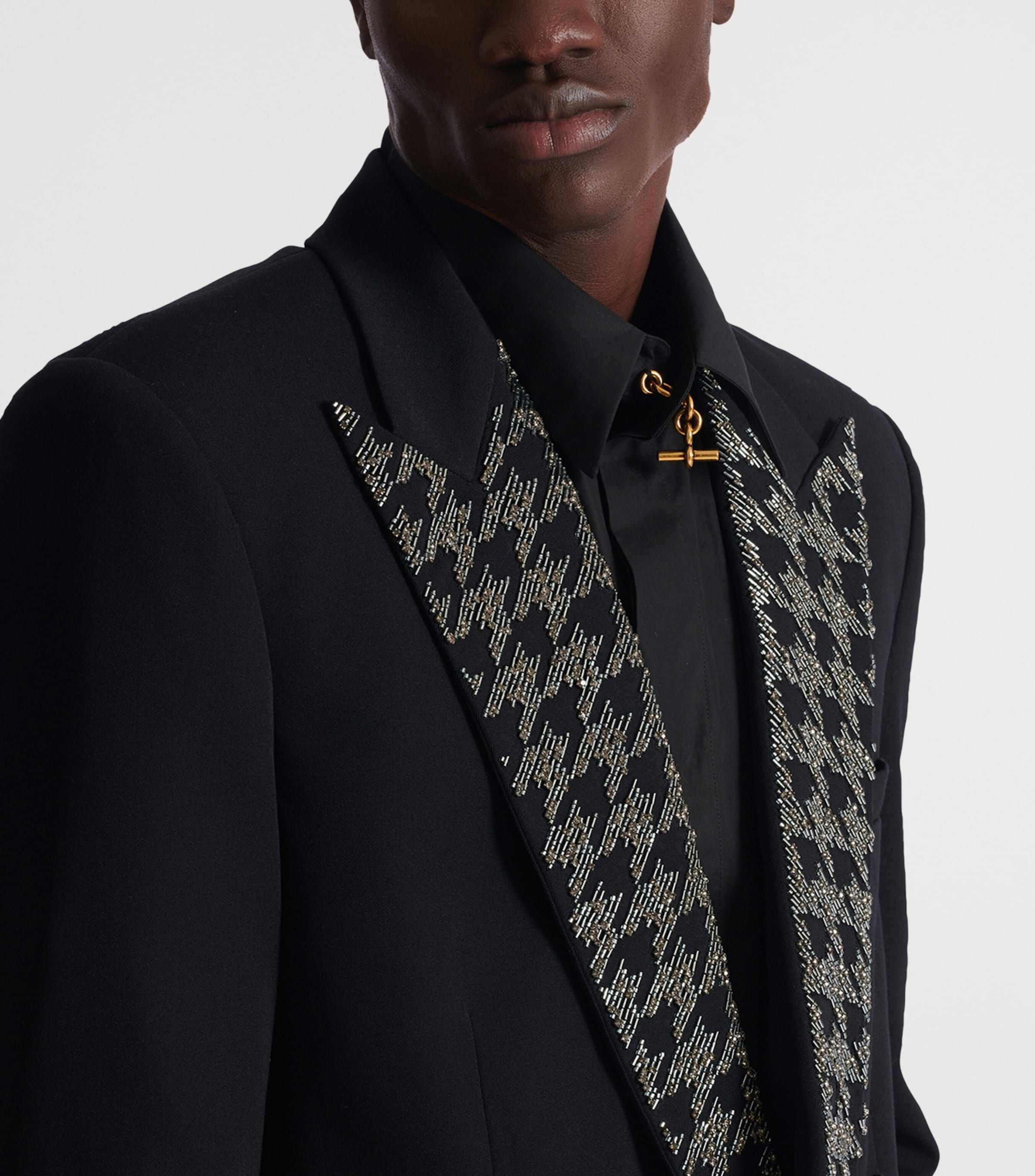 Embellished Double-Breasted Blazer EAW NOIR/CRISTAL Image 6