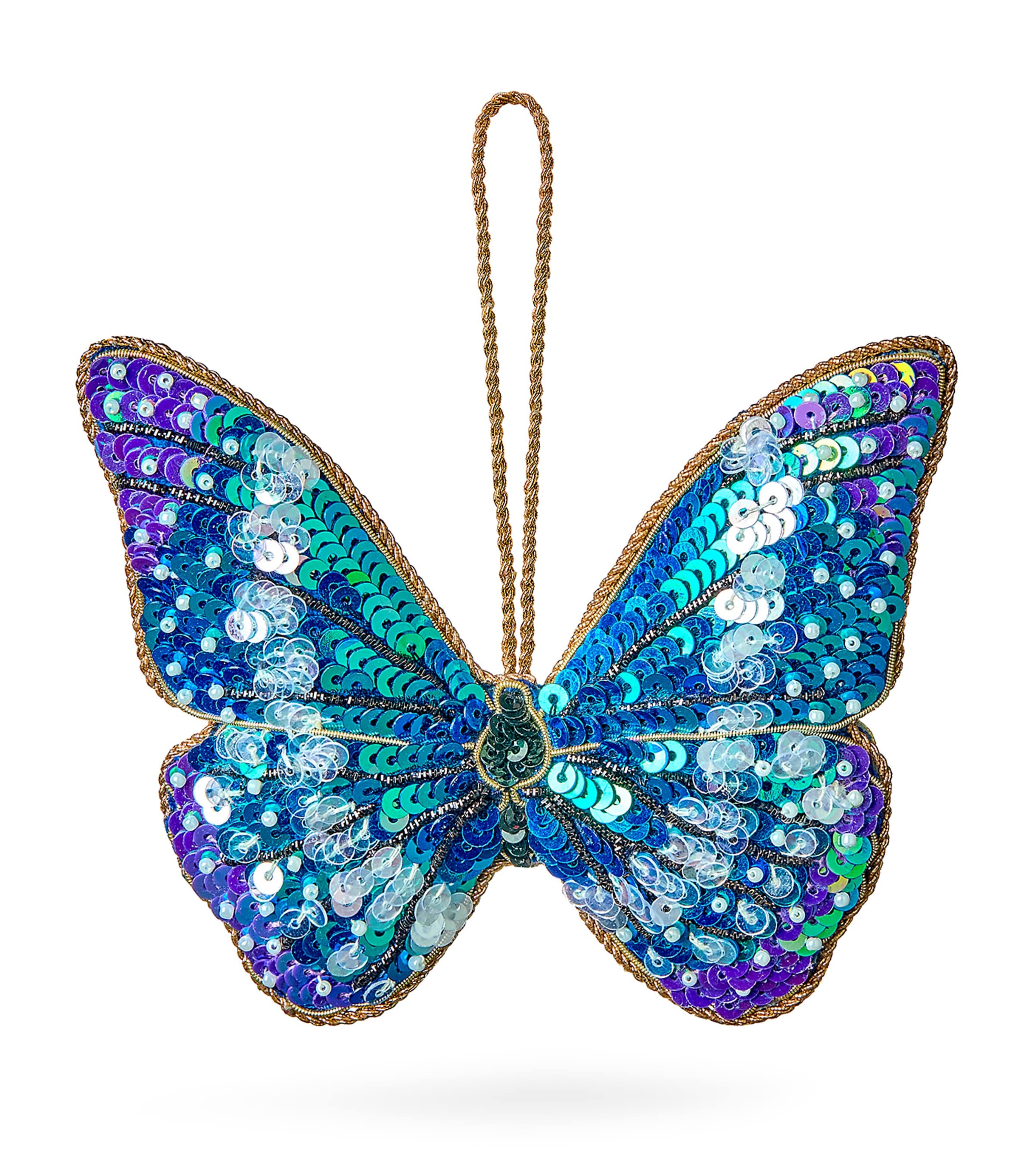 Katie Larmour Sequinned Butterfly Tree Decoration In Black