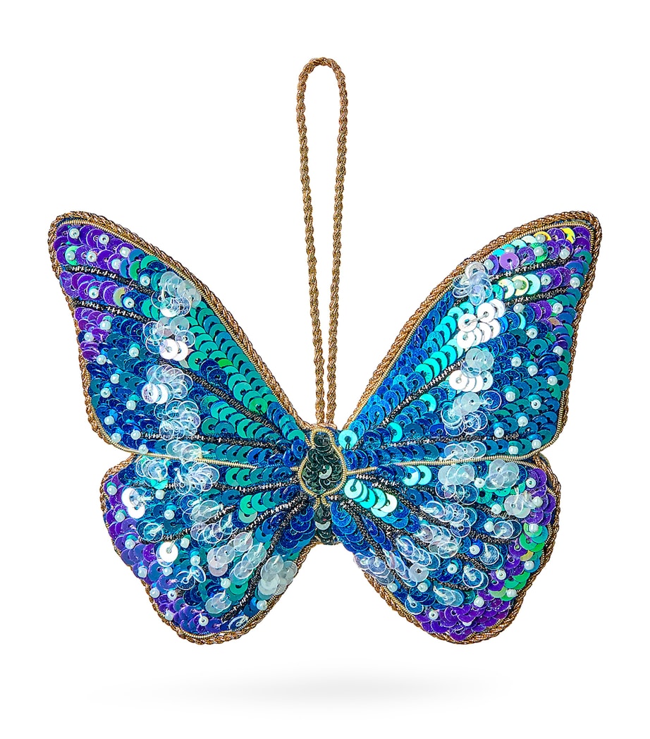Sequinned Butterfly Tree Decoration BLUE Image 1