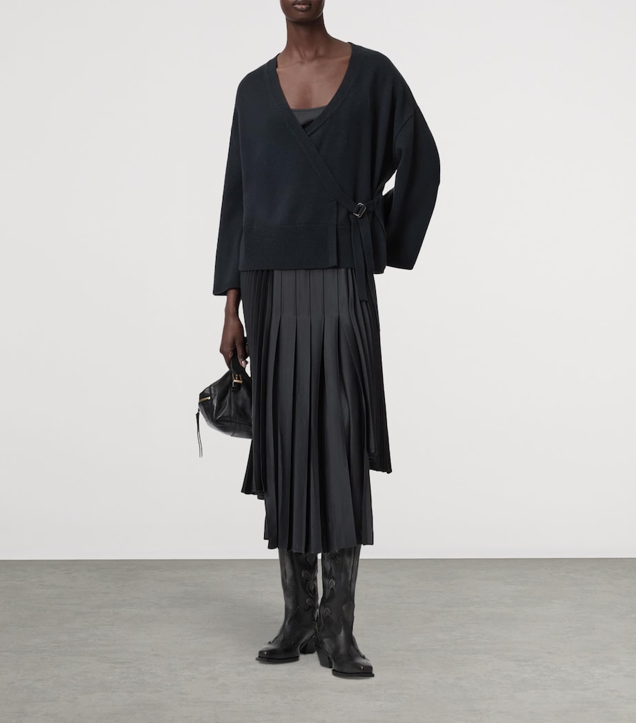 AllSaints Womens Lucille 2-In-1 Midi Dress Carbon Blue Image 6