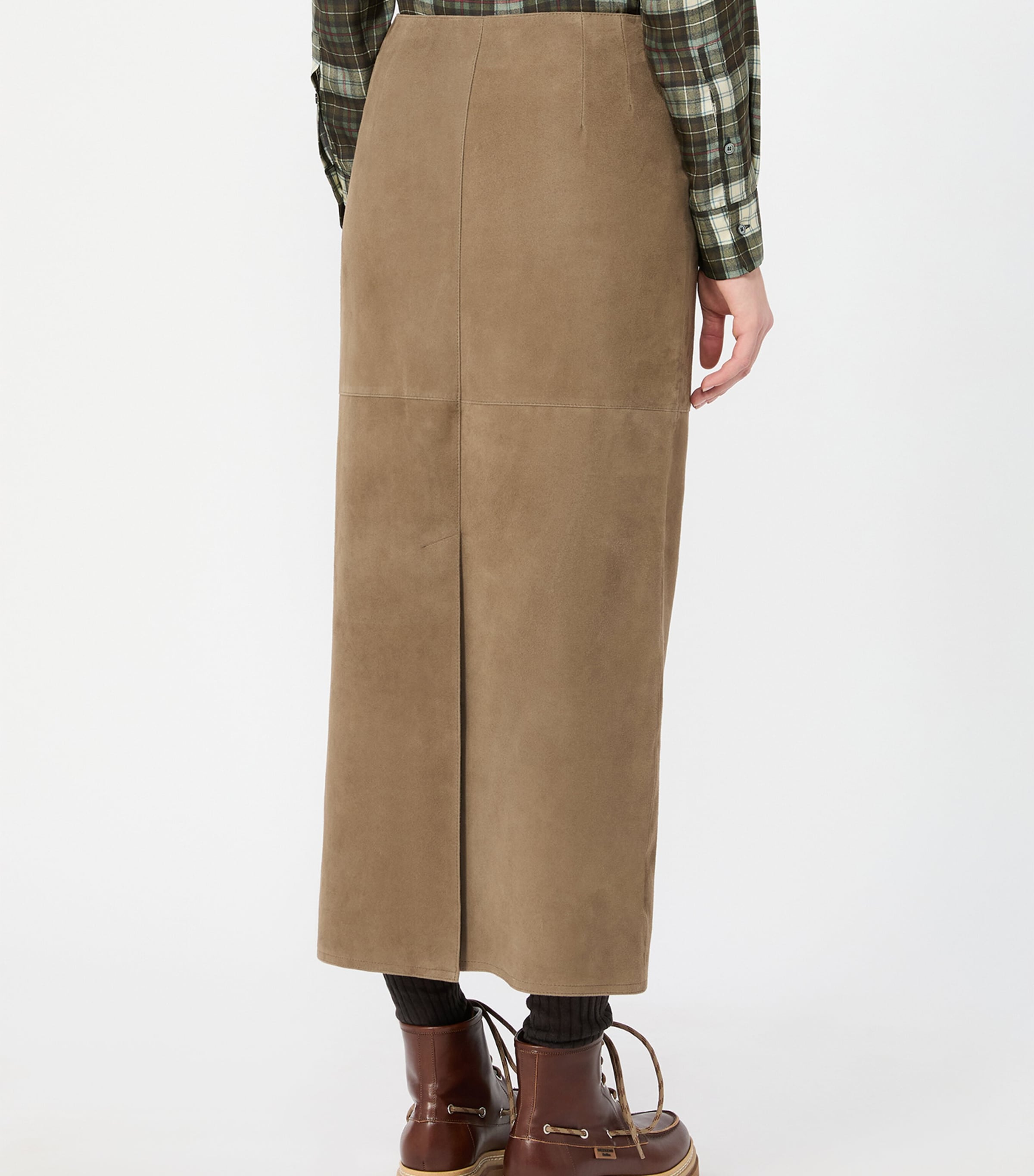 Weekend Max Mara Womens Suede Midi Skirt Kaki Image 4