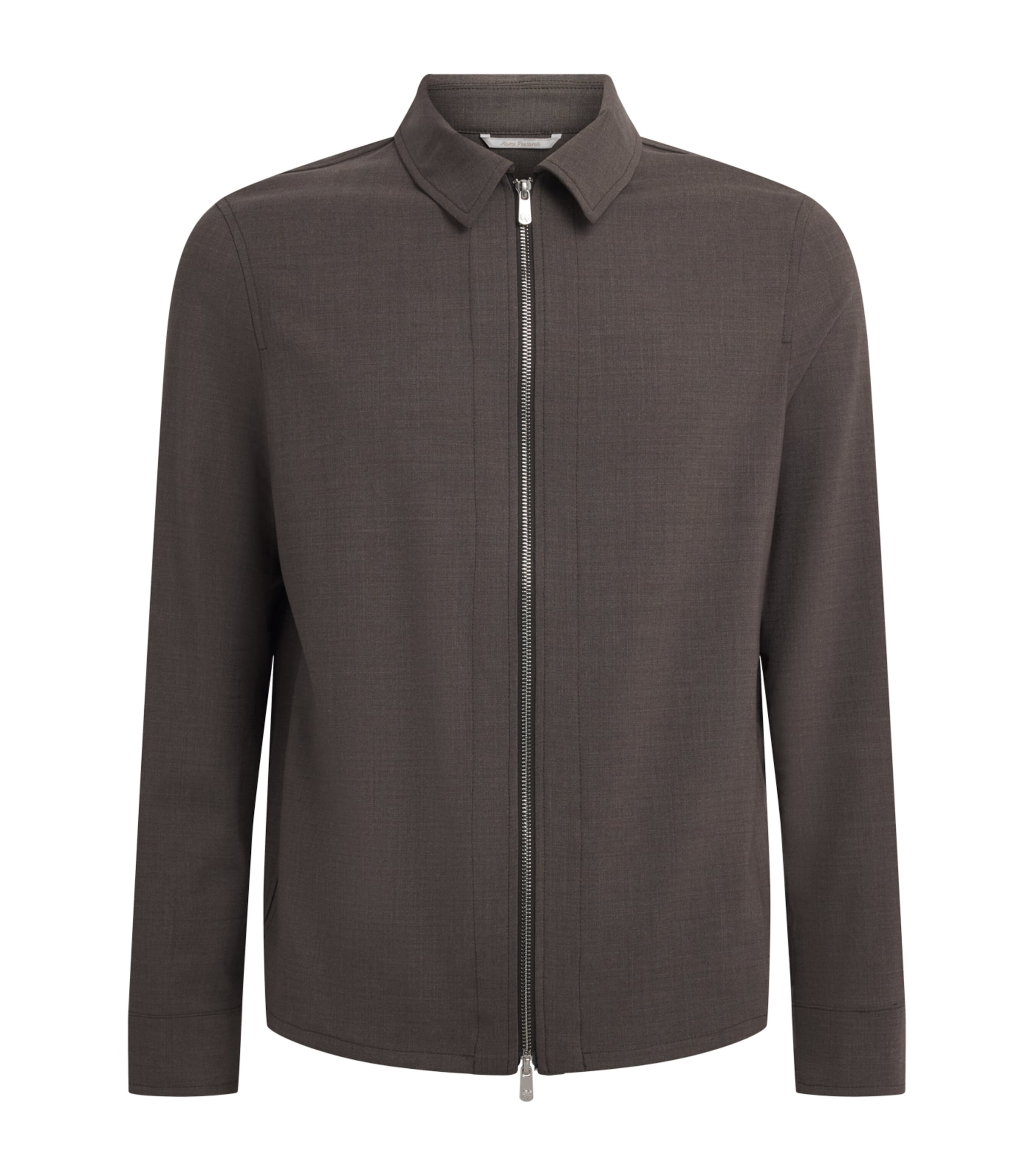 Marco Pescarolo Mens Stretch-Wool Avi Shacket Taupe Image 1