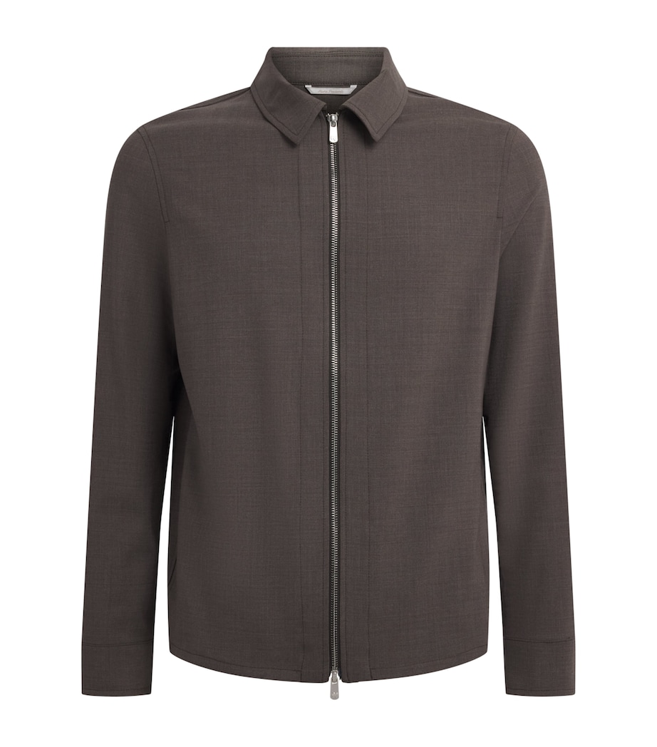 Marco Pescarolo Mens Stretch-Wool Avi Shacket Taupe Image 1