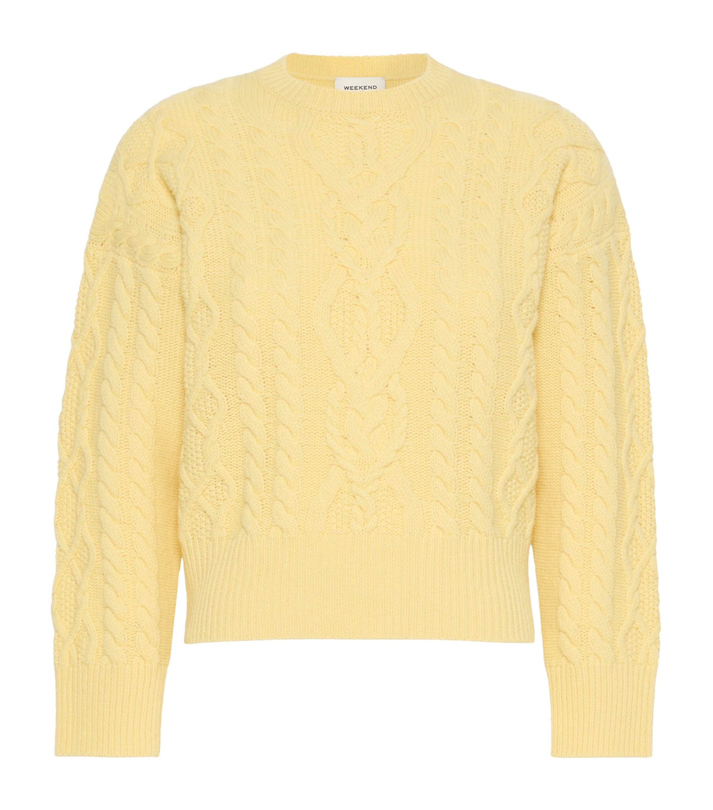 Weekend Max Mara Womens Wool Cable Knit Sweater Honey Image 1