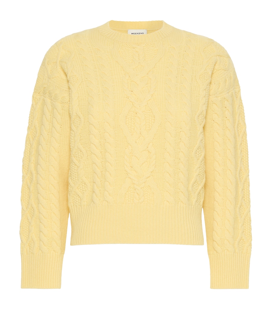 Weekend Max Mara Womens Wool Cable Knit Sweater Honey Image 1