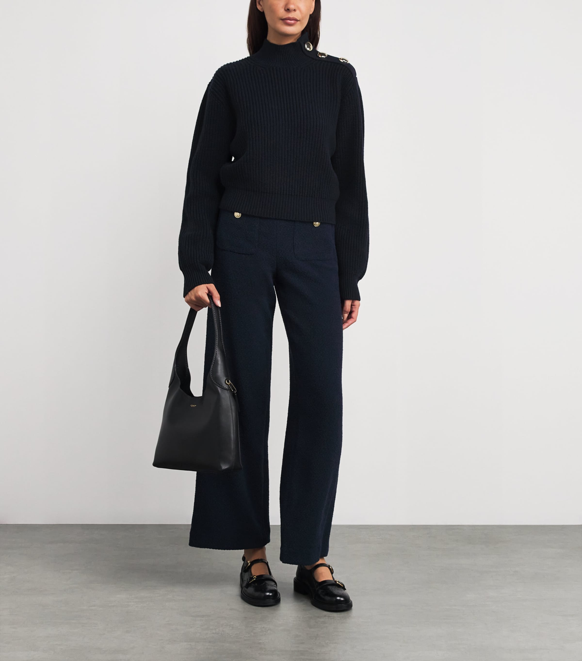 Wool Button-Neck Sweater NAVY Image 2