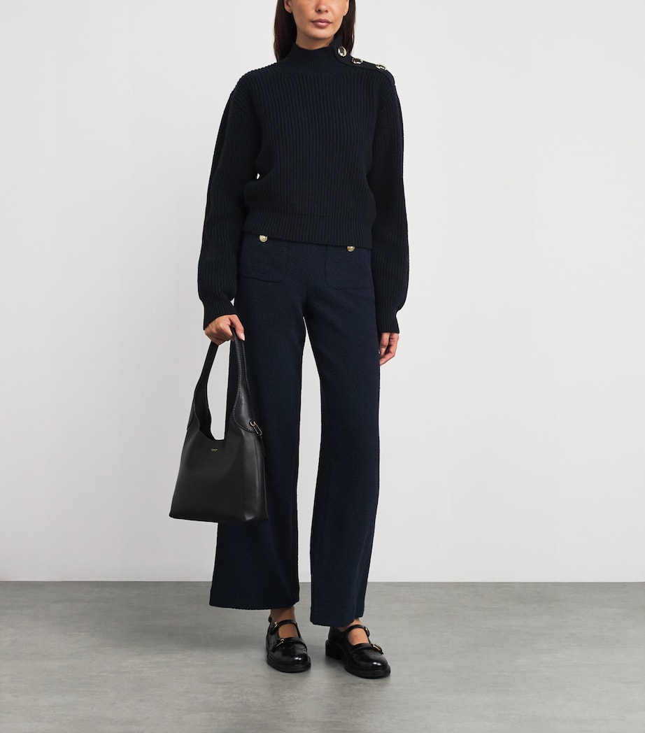 Wool Button-Neck Sweater NAVY Image 2