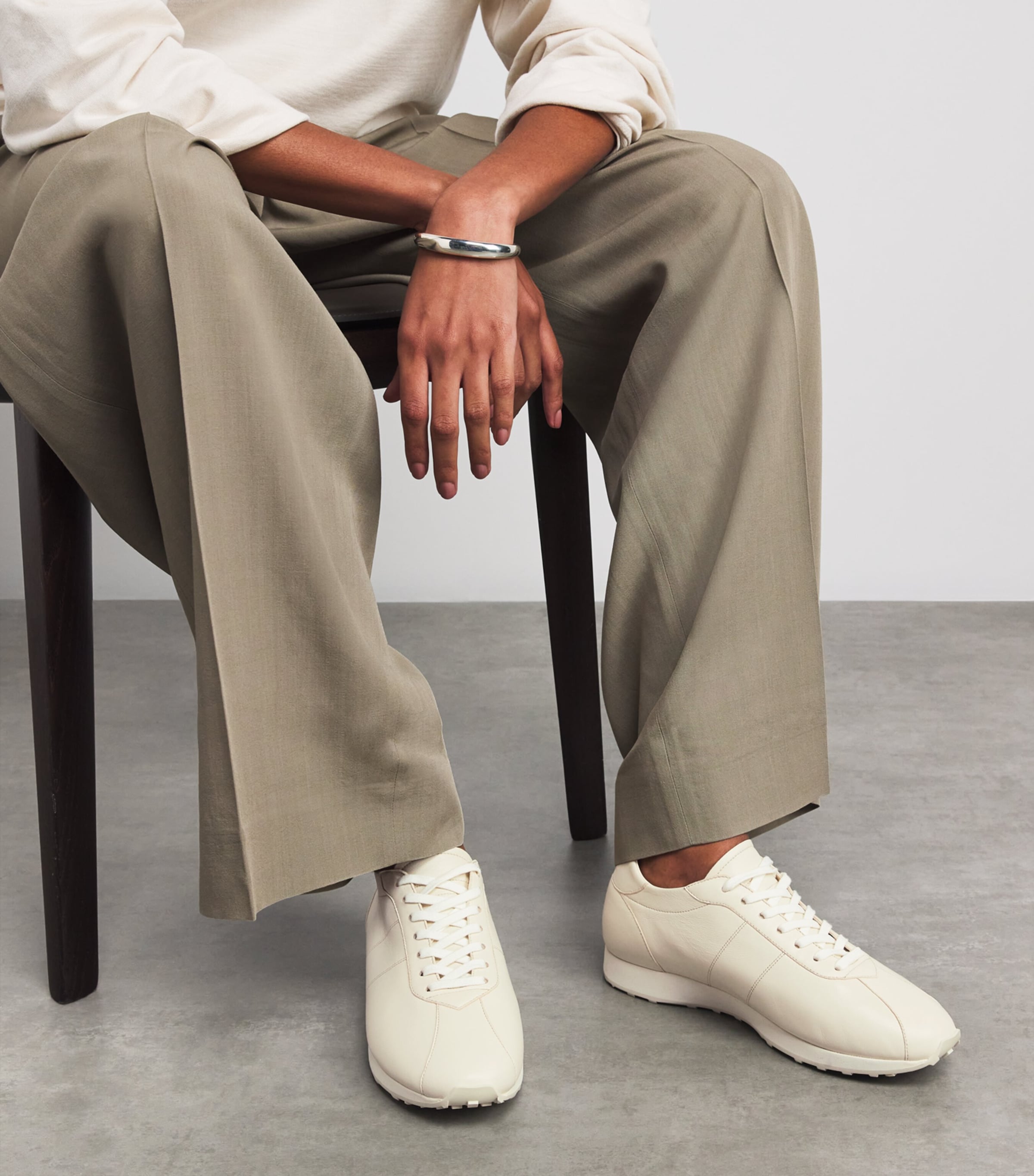 The Row Mica Leather Slip-On Sneakers Cream Image 2