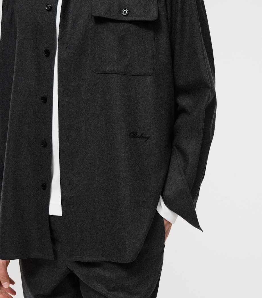 Burberry Mens Wool-Cashmere Overshirt Lead Grey Melange Image 3