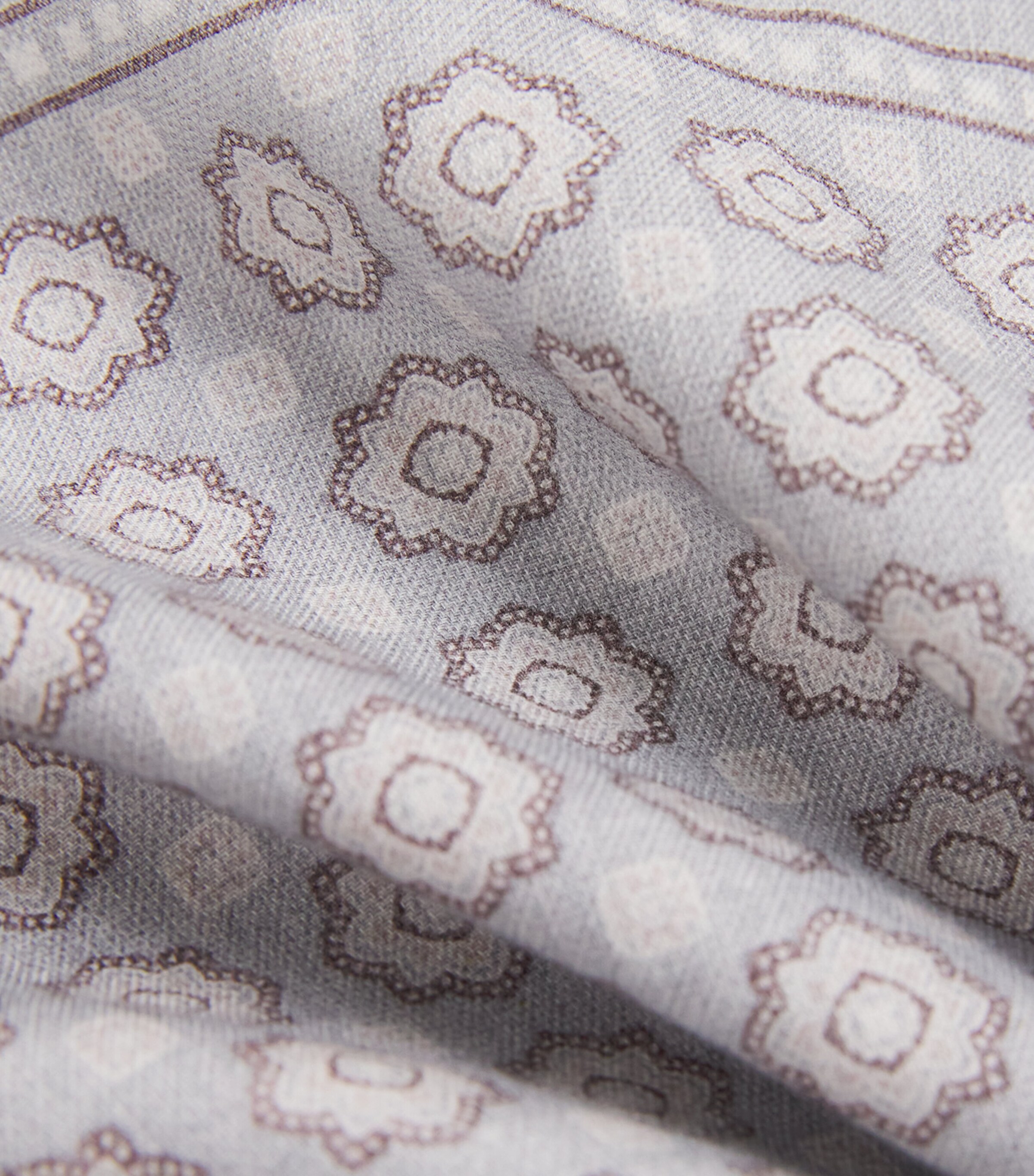 Eleventy Cotton-Wool Geometric Pocket Square Grigio Ch, Moro E Sa Image 3