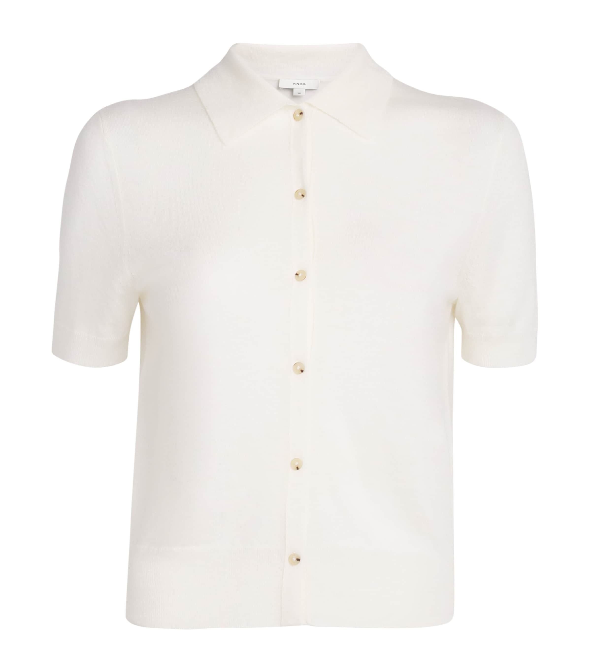 Vince Wool-blend Knitted Blouse In White