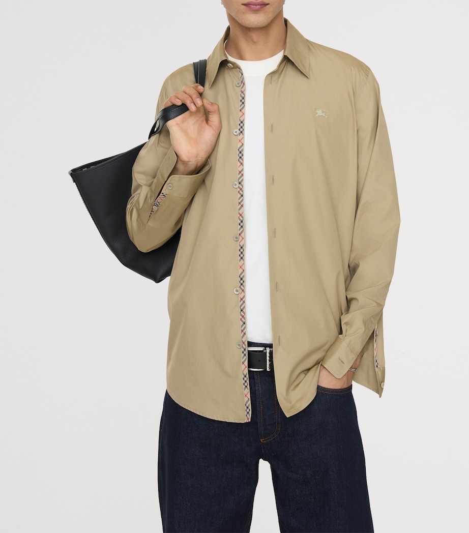 Burberry Mens Cotton Poplin Shirt Sparrow Beige Image 2