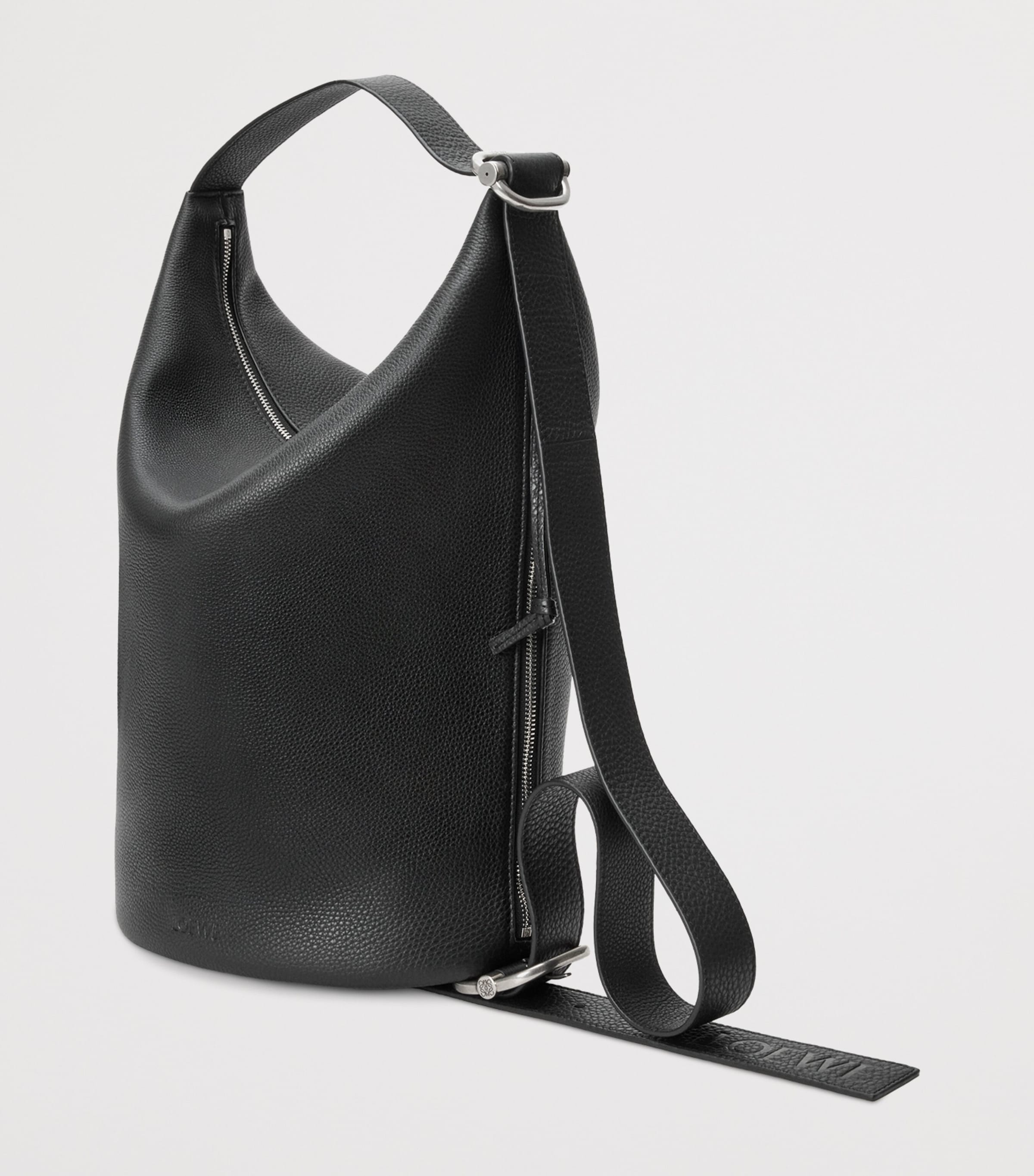 Medium Leather Loop Bucket Bag BLACK Image 2