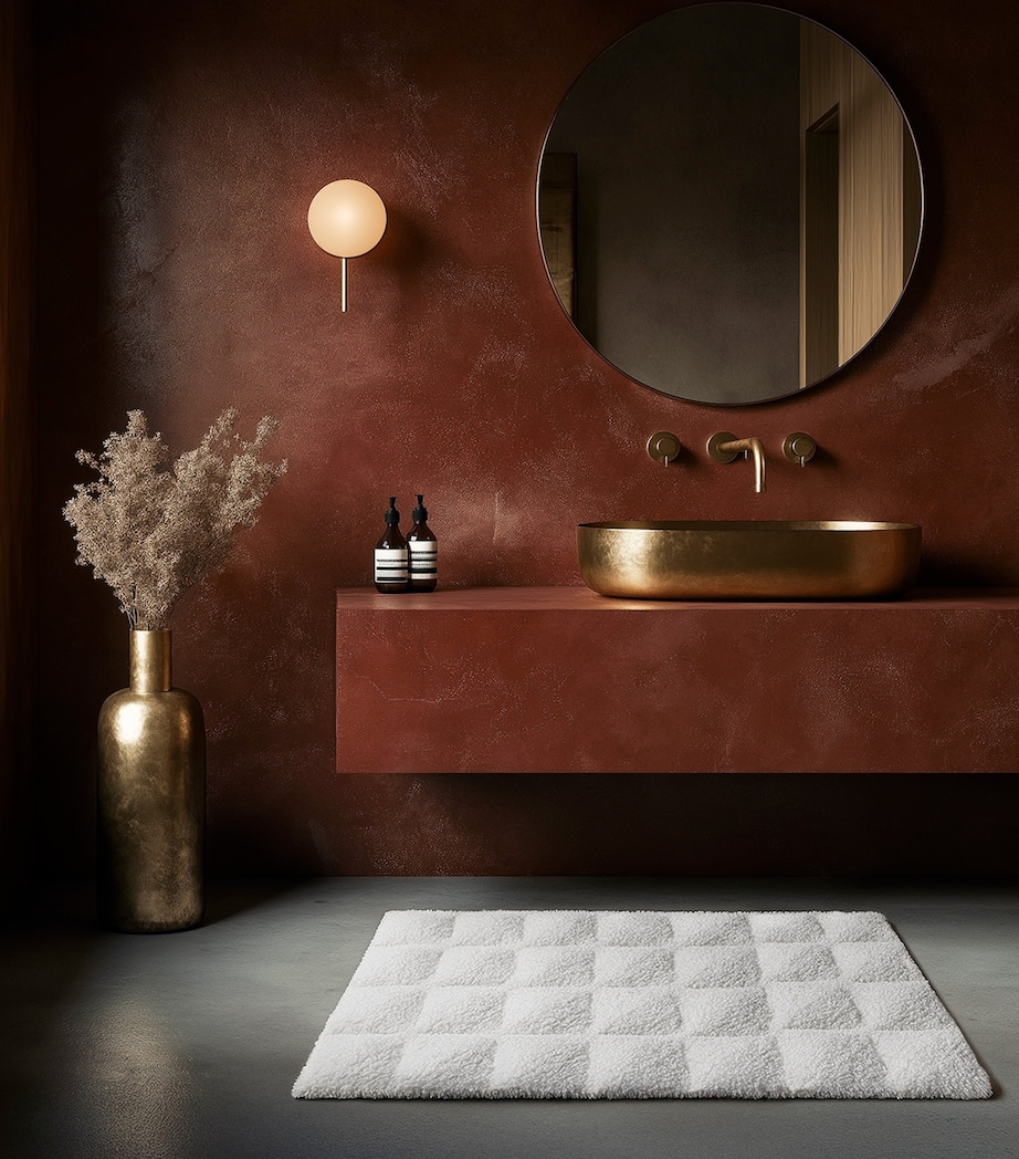 Egyptian Cotton Diamonds Bath Mat (60cm x 100cm) WHITE Image 2