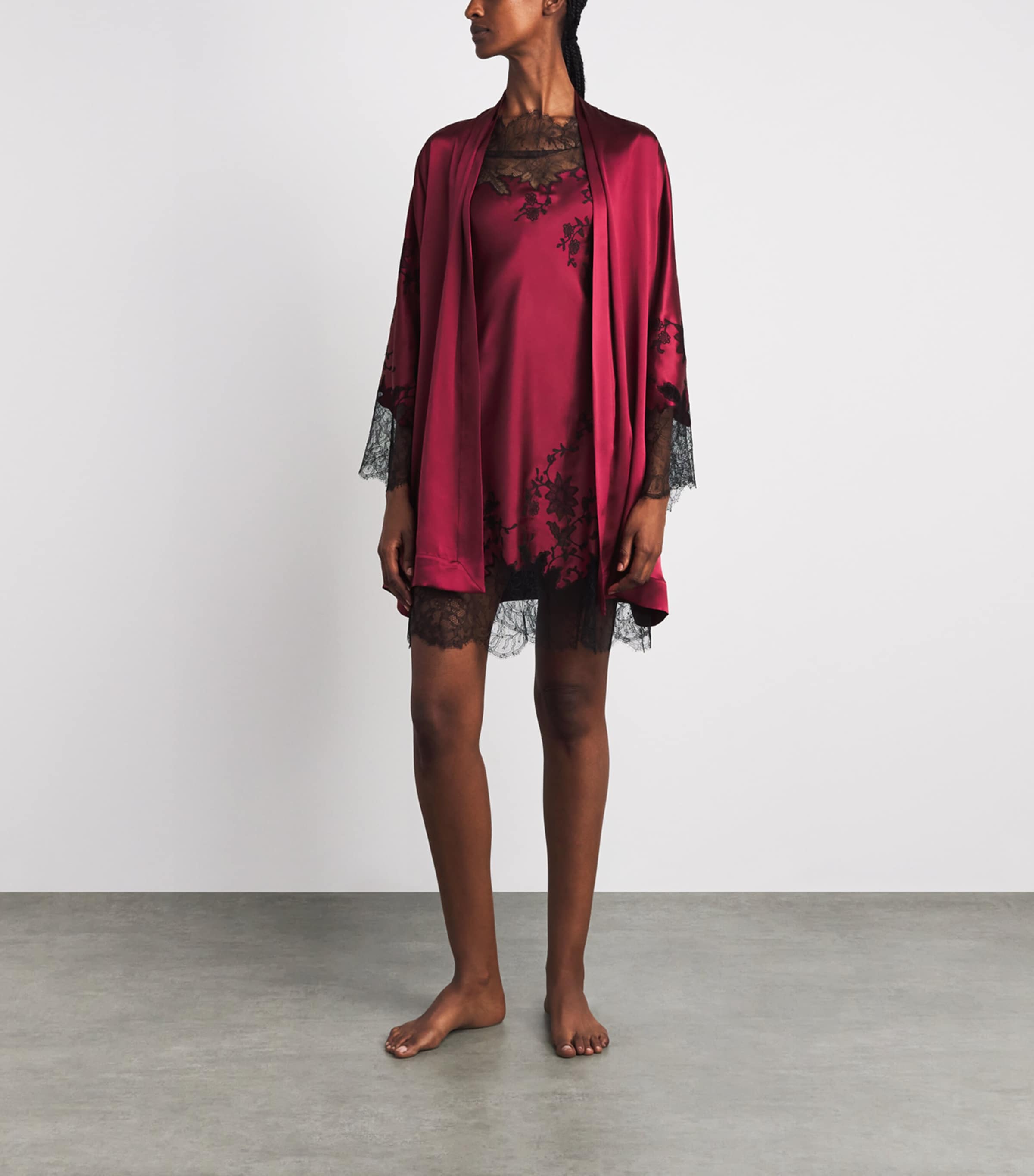 Carine Gilson Womens Silk Short Hanae Robe Rubis Red Image 2