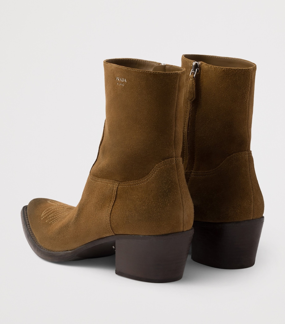 Suede Heeled Western Ankle Boots 55 F0005 Image 5