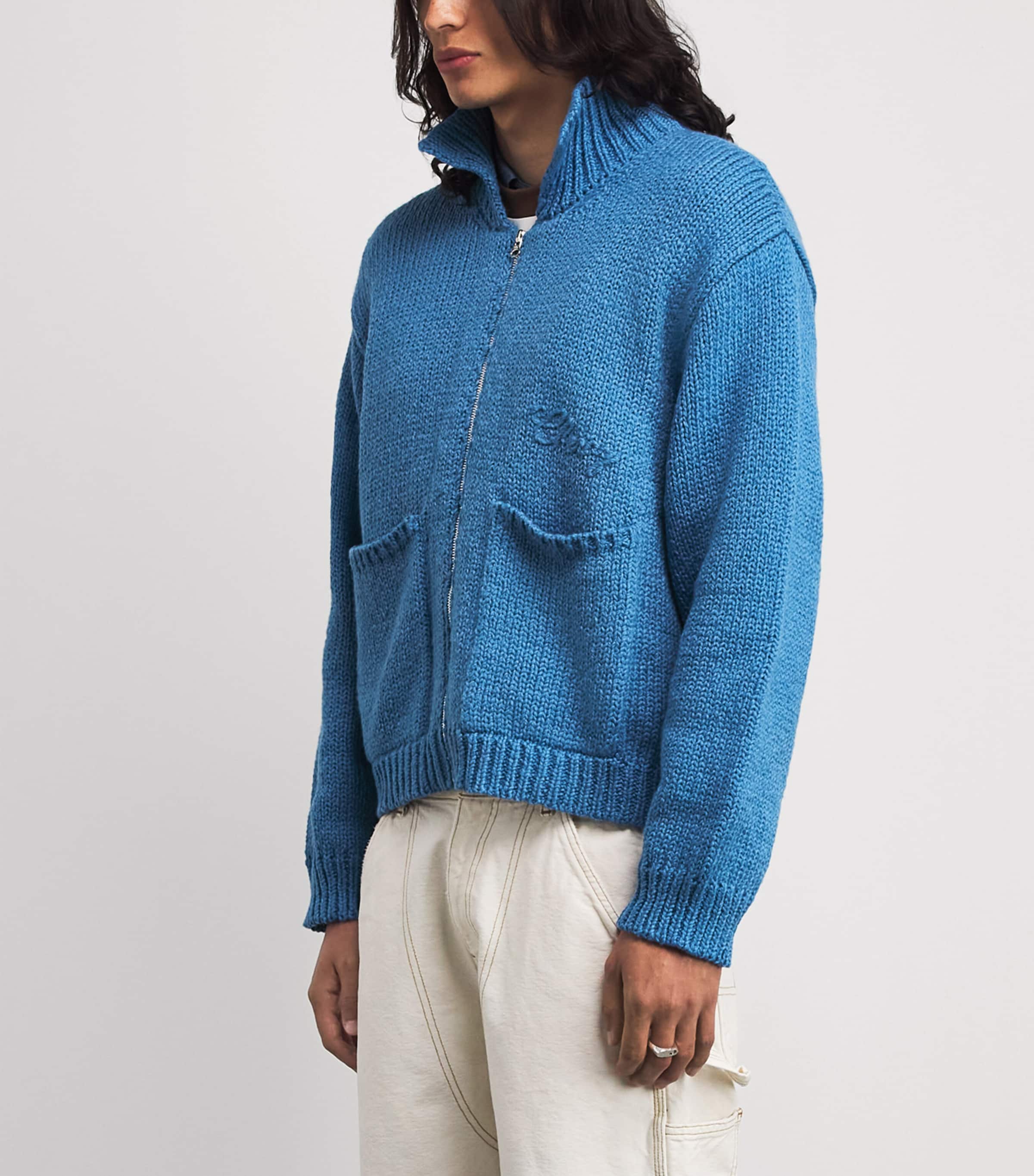 Cherry Los Angeles Mens Cotton Knitted 5 Star Jacket Steel Blue Image 4