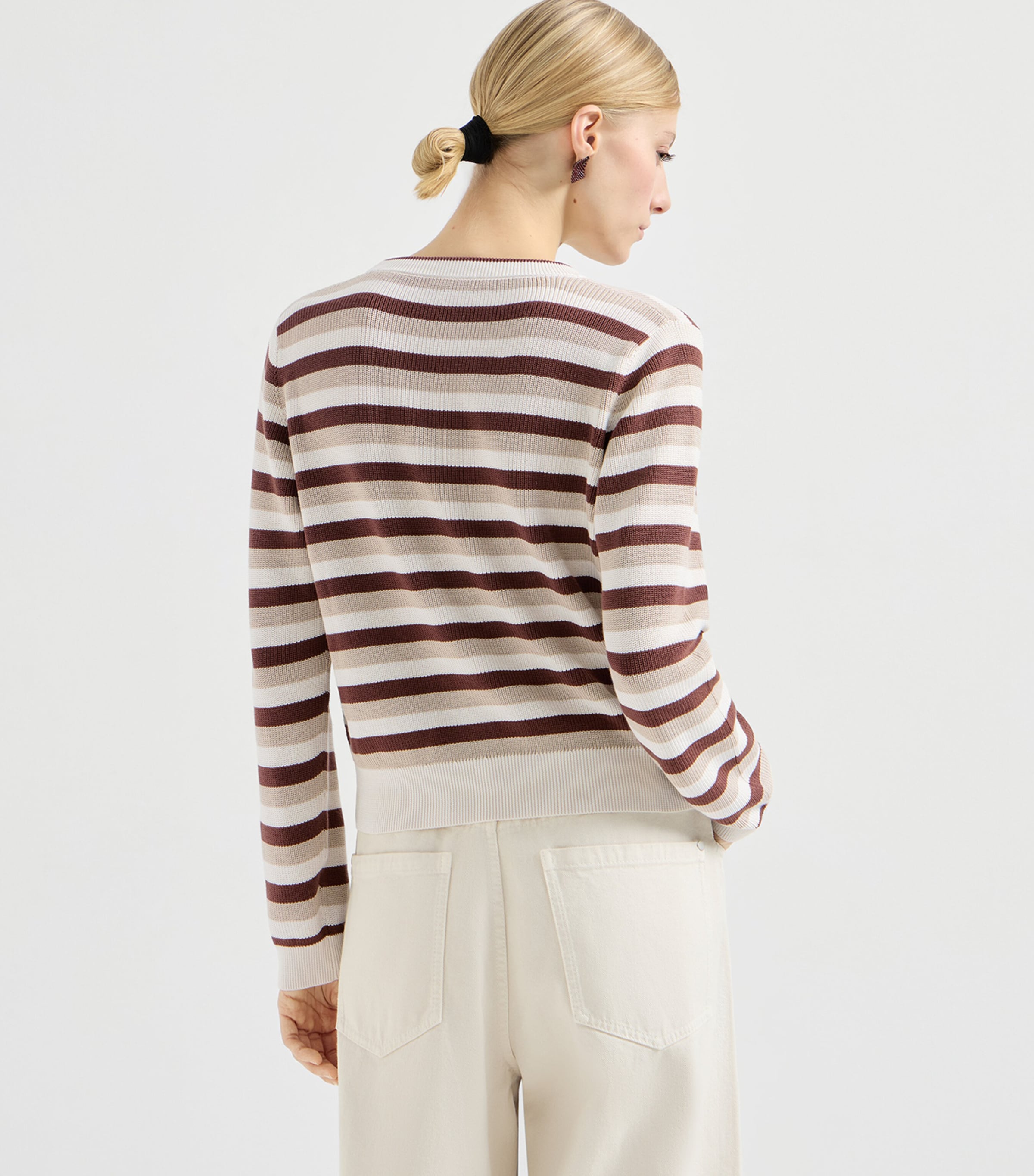 Brunello Cucinelli Womens Cotton Stripe Sweater Image 5