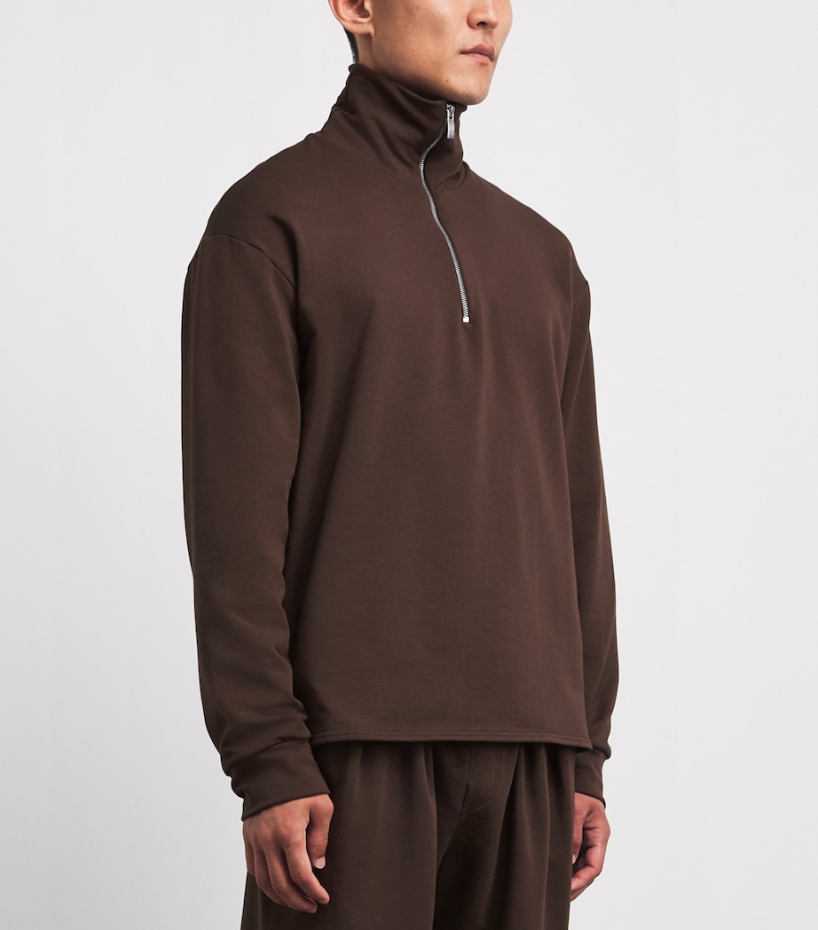 Homebody Mens Jersey Snuggle Quarter-Zip Sweatshirt Coffee Bean Image 4