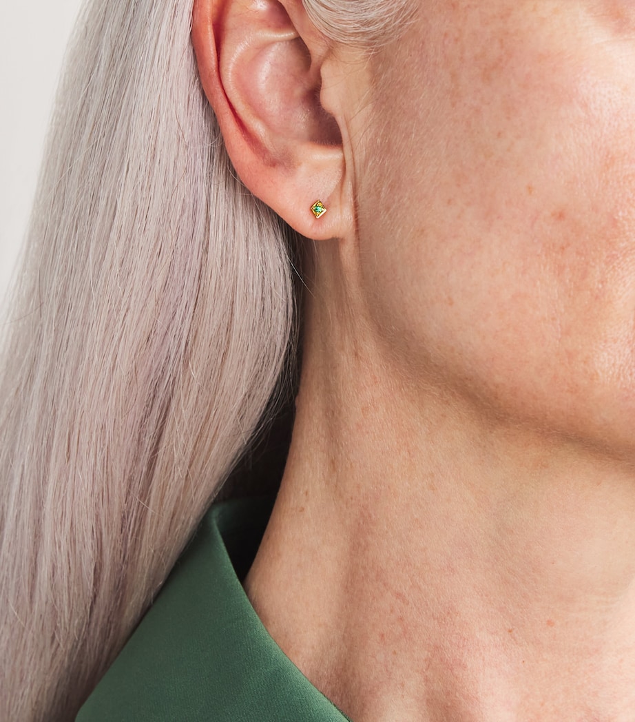 Yellow Gold and Emerald Lone Burst Single Stud Earring YELLOW GOLD Image 2