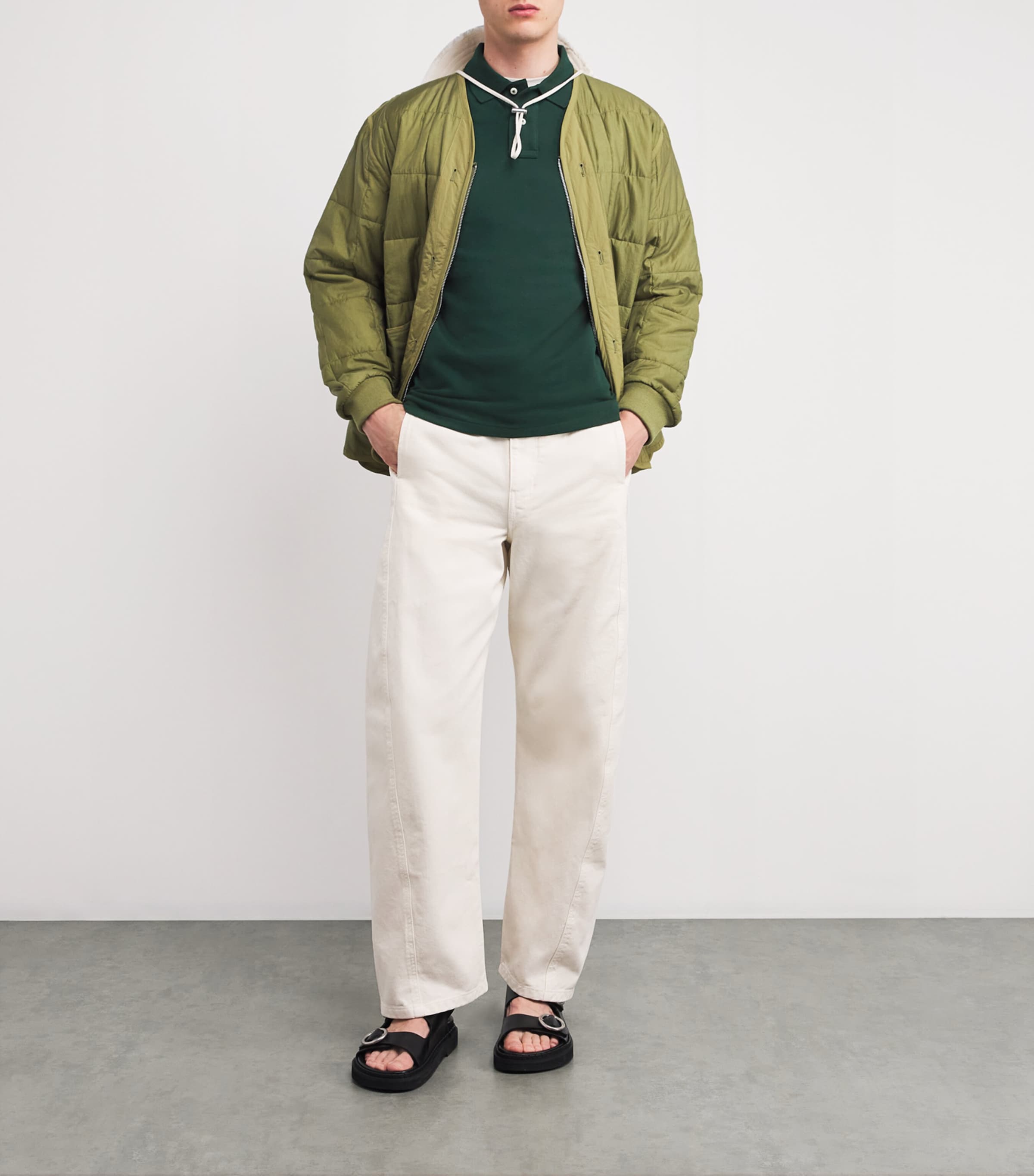 Cotton Mesh Slim-Fit Polo Shirt COLLEGE GREEN Image 2