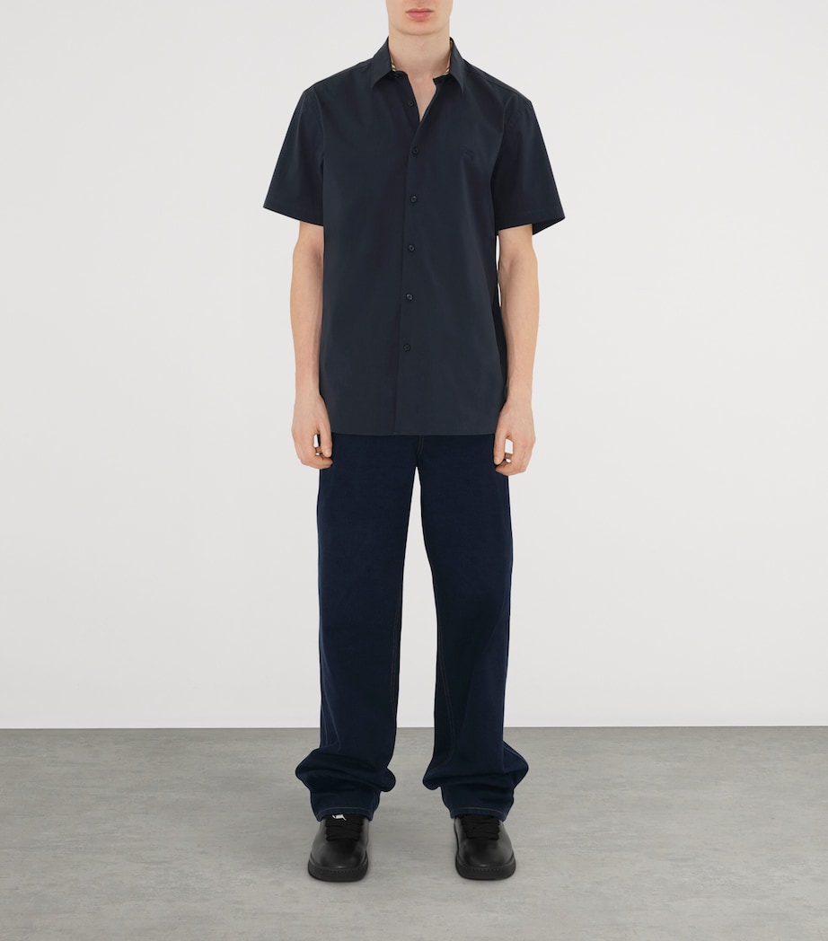 Stretch-Cotton EKD-Embroidered Slim Shirt NAVY Image 2