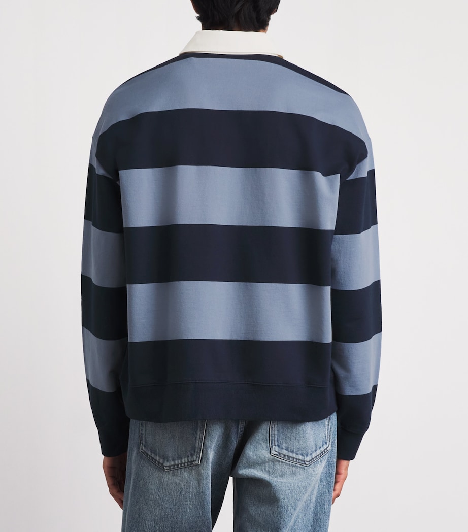 NN.07 Mens Organic Cotton David Rugby Shirt Blue Stripe Image 5