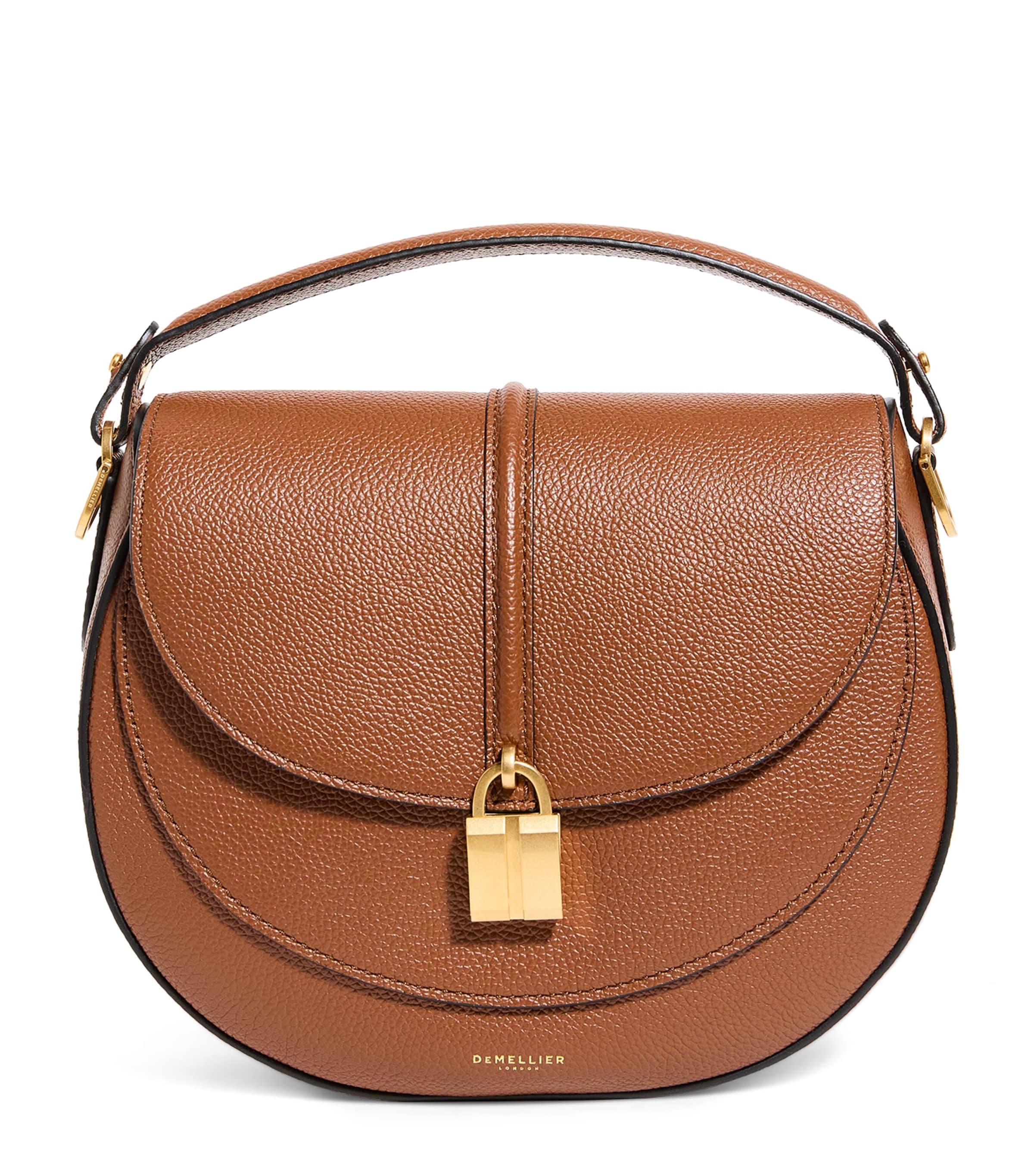Demellier Small Leather Siena Saddle Bag In Brown