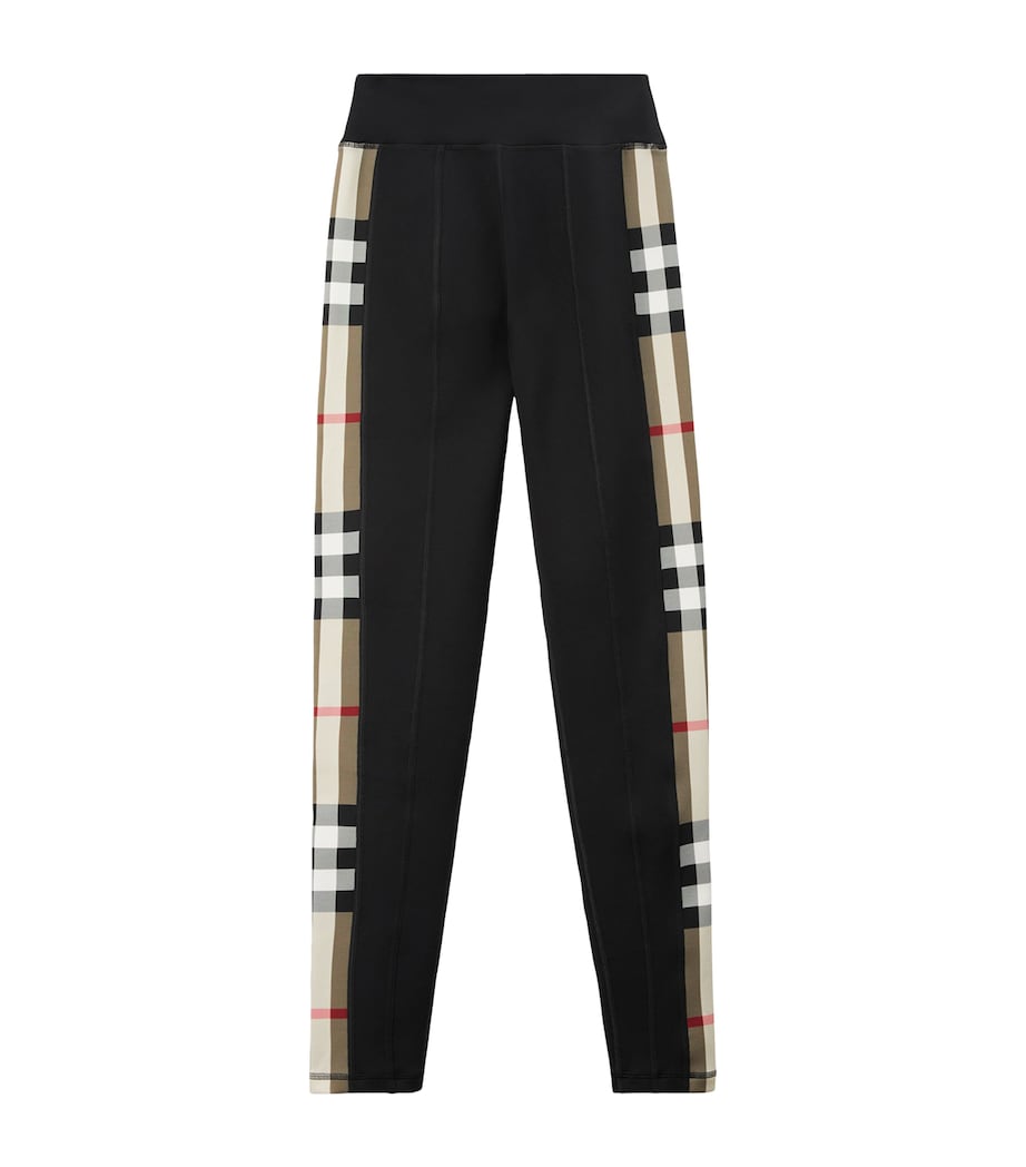 Stretch-Jersey Check-Trim Leggings BLACK Image 1