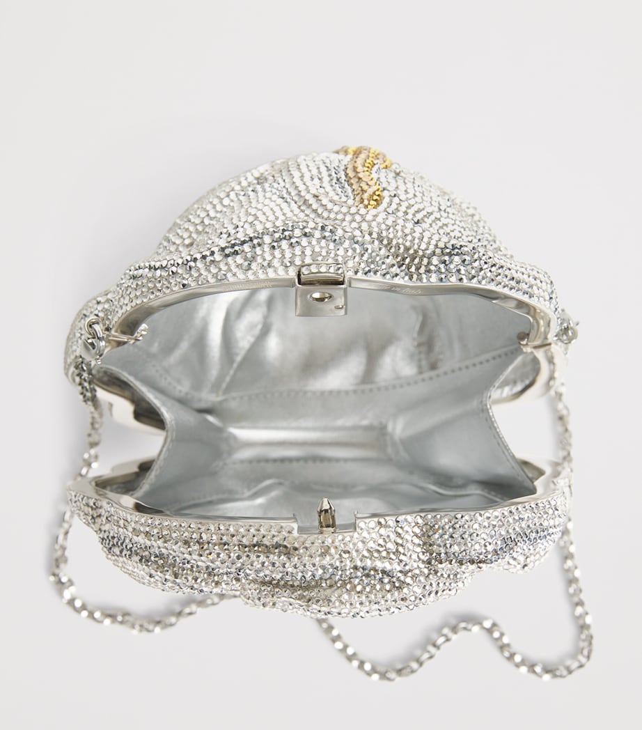 Crystal-Embellished Rose Clutch Bag SILVER RHINE MULTI Image 4