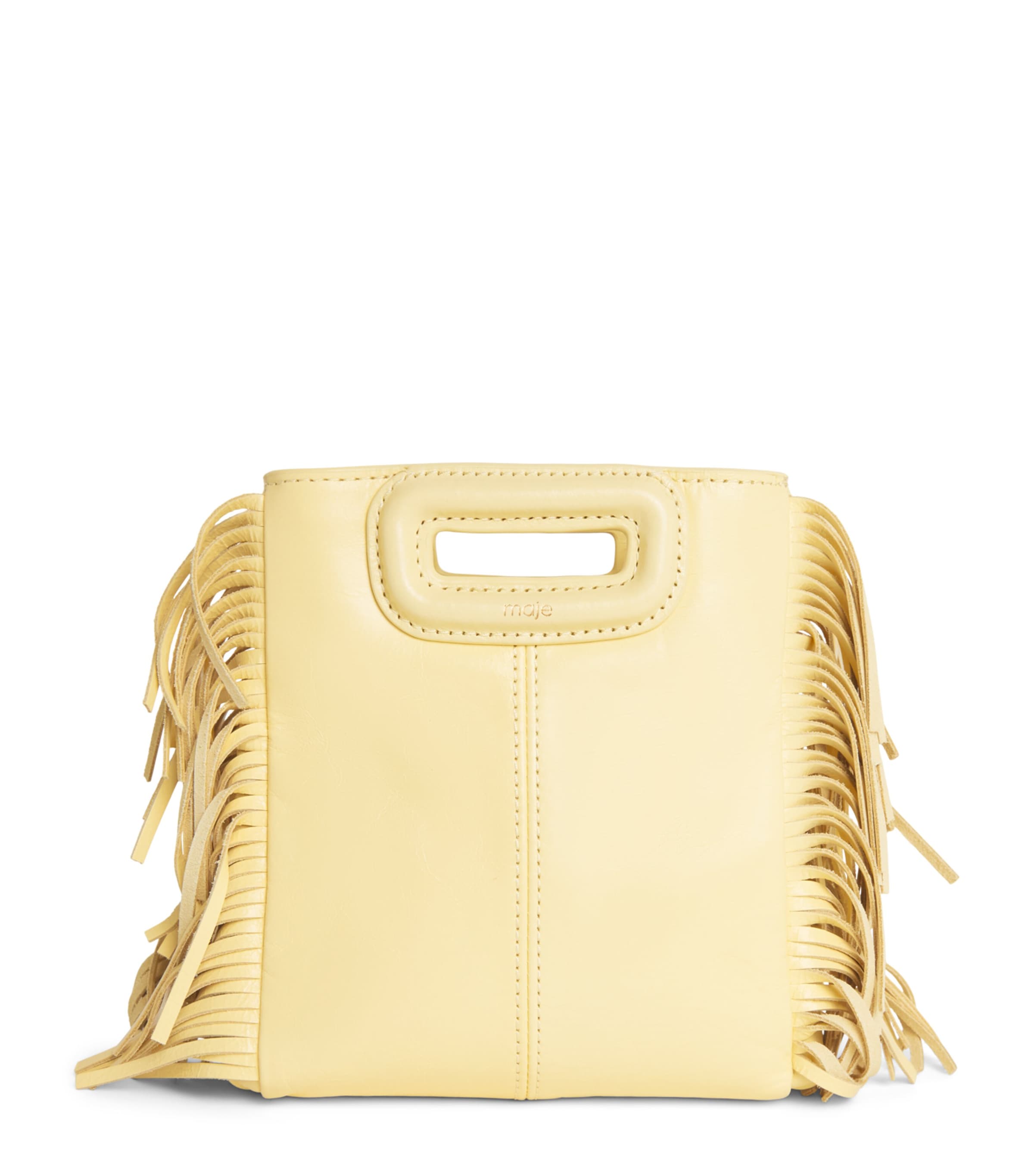 Maje Leather M Mini Top-Handle Bag Pale Yellow Image 1