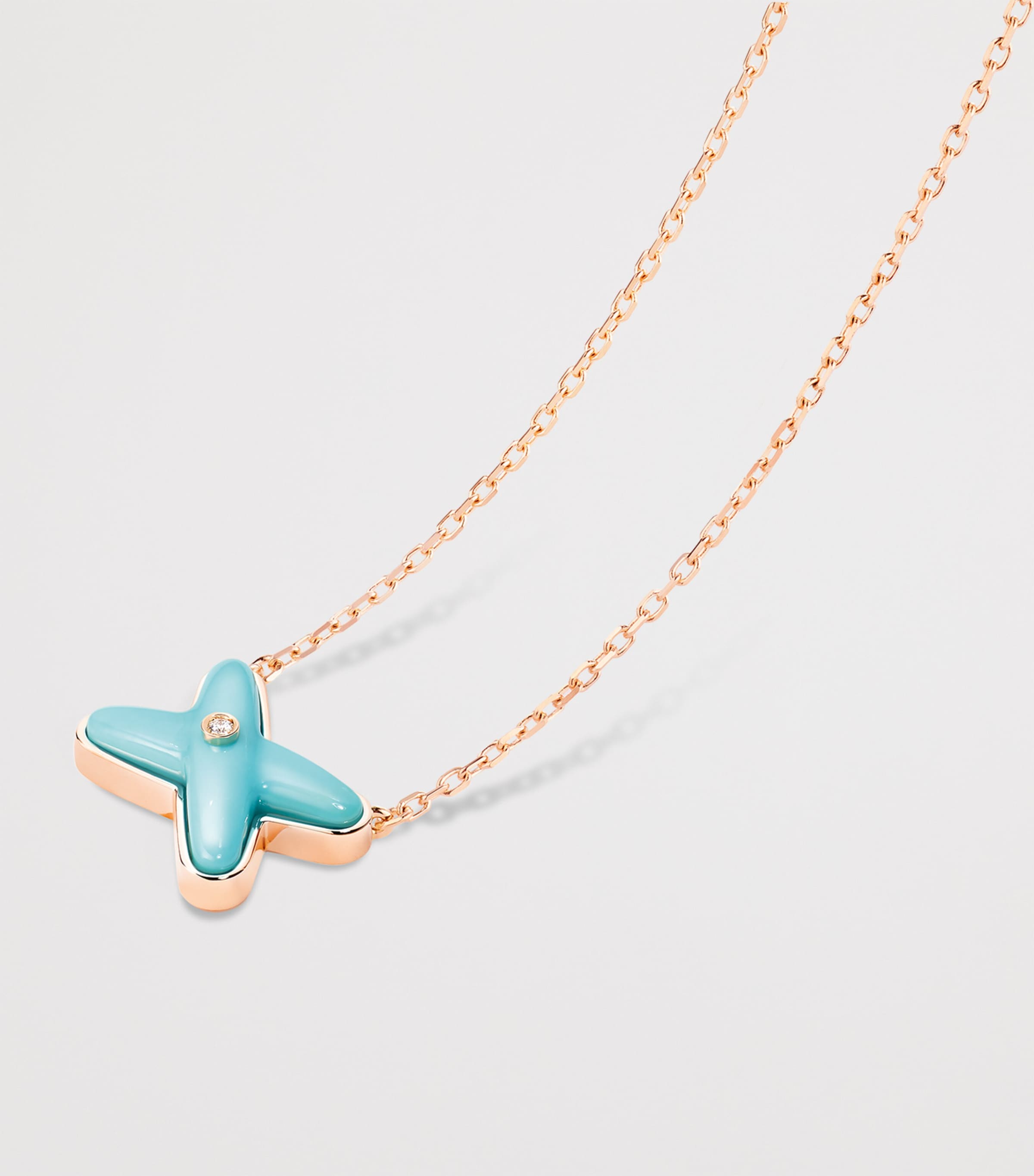 Chaumet Rose Gold, Diamond and Turquoise Jeux de Liens Pendant Necklace Pink Gold Image 3