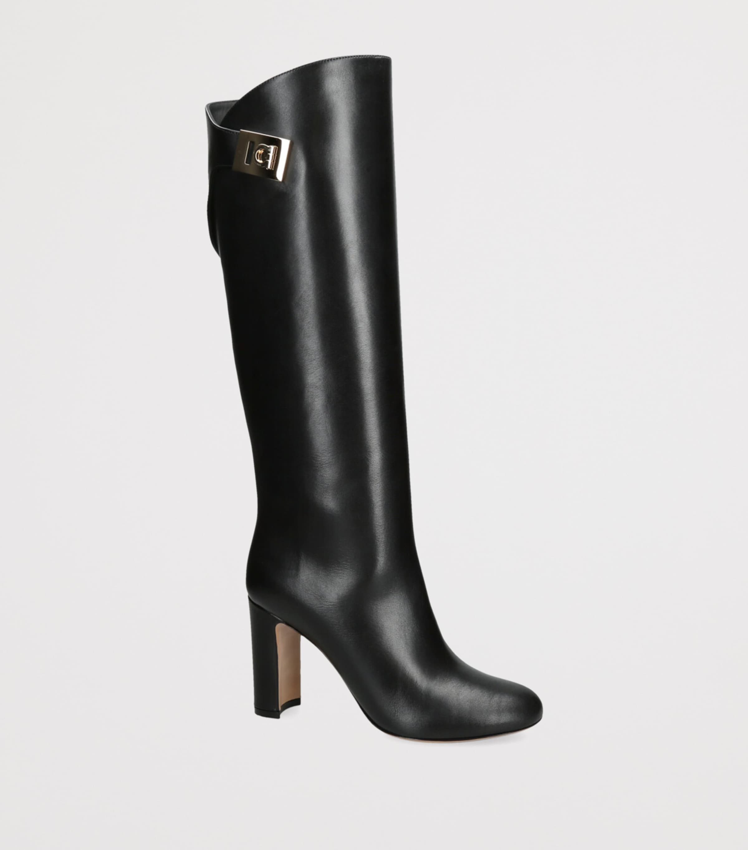 Leather Enni Knee-High Boots 95 BLACK Image 3