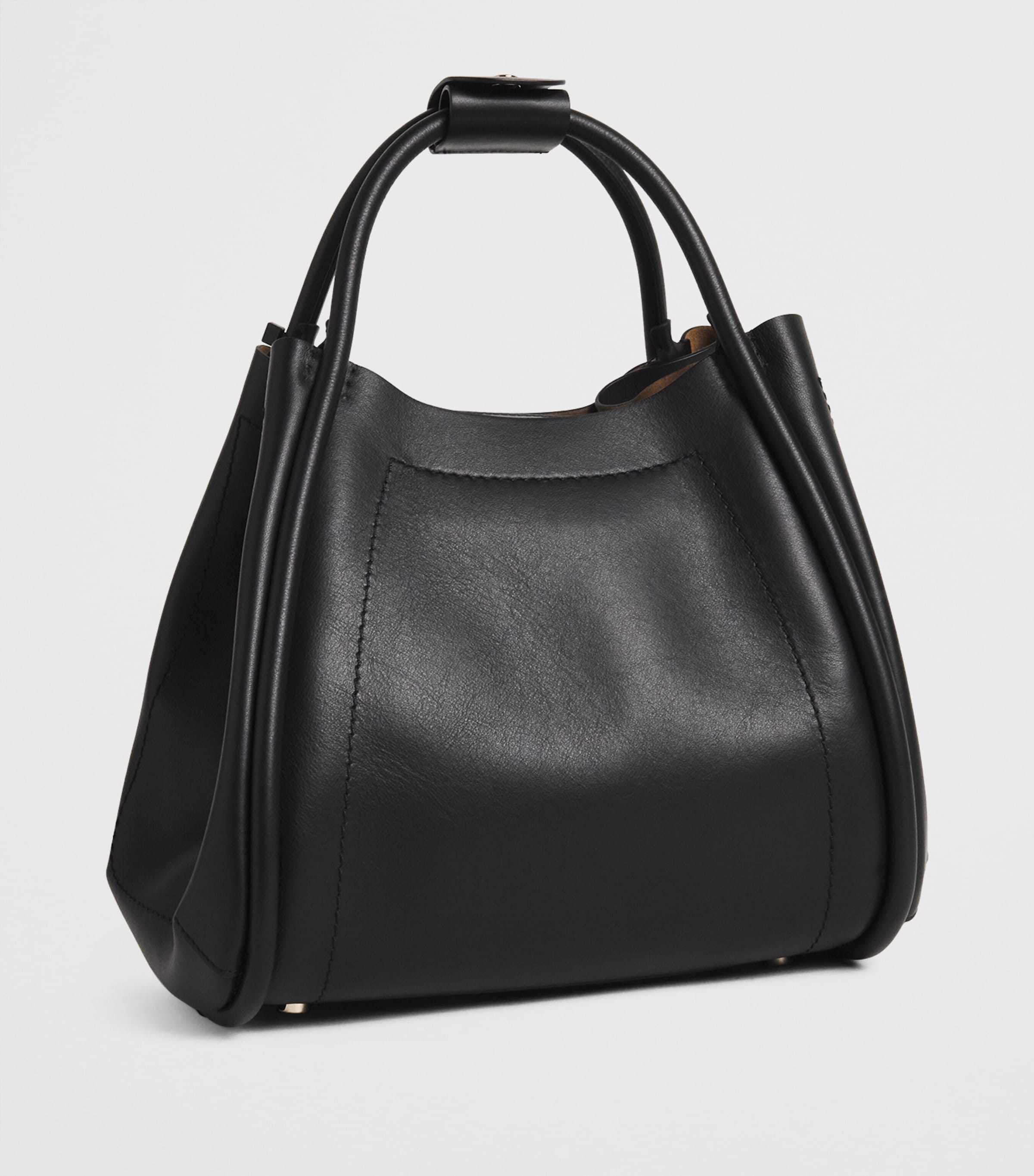 Small Leather Marine Top-Handle Bag BLACK Image 3