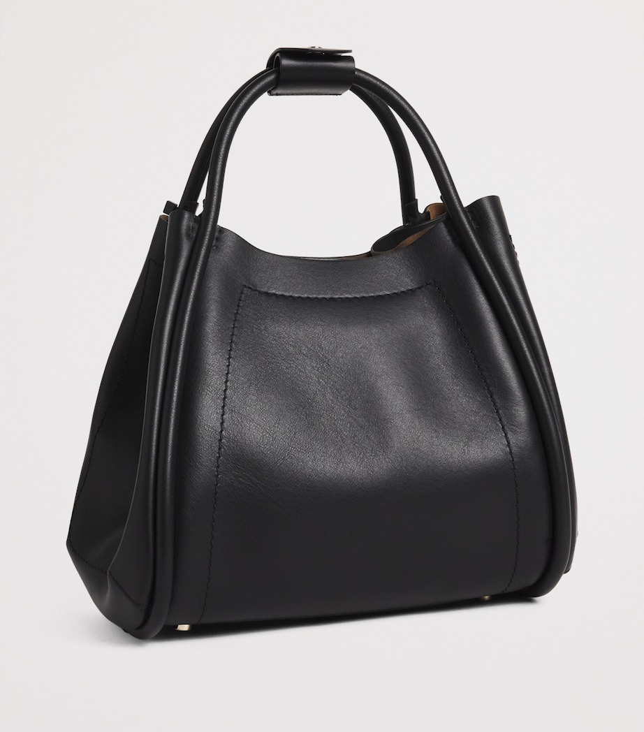 Small Leather Marine Top-Handle Bag BLACK Image 3