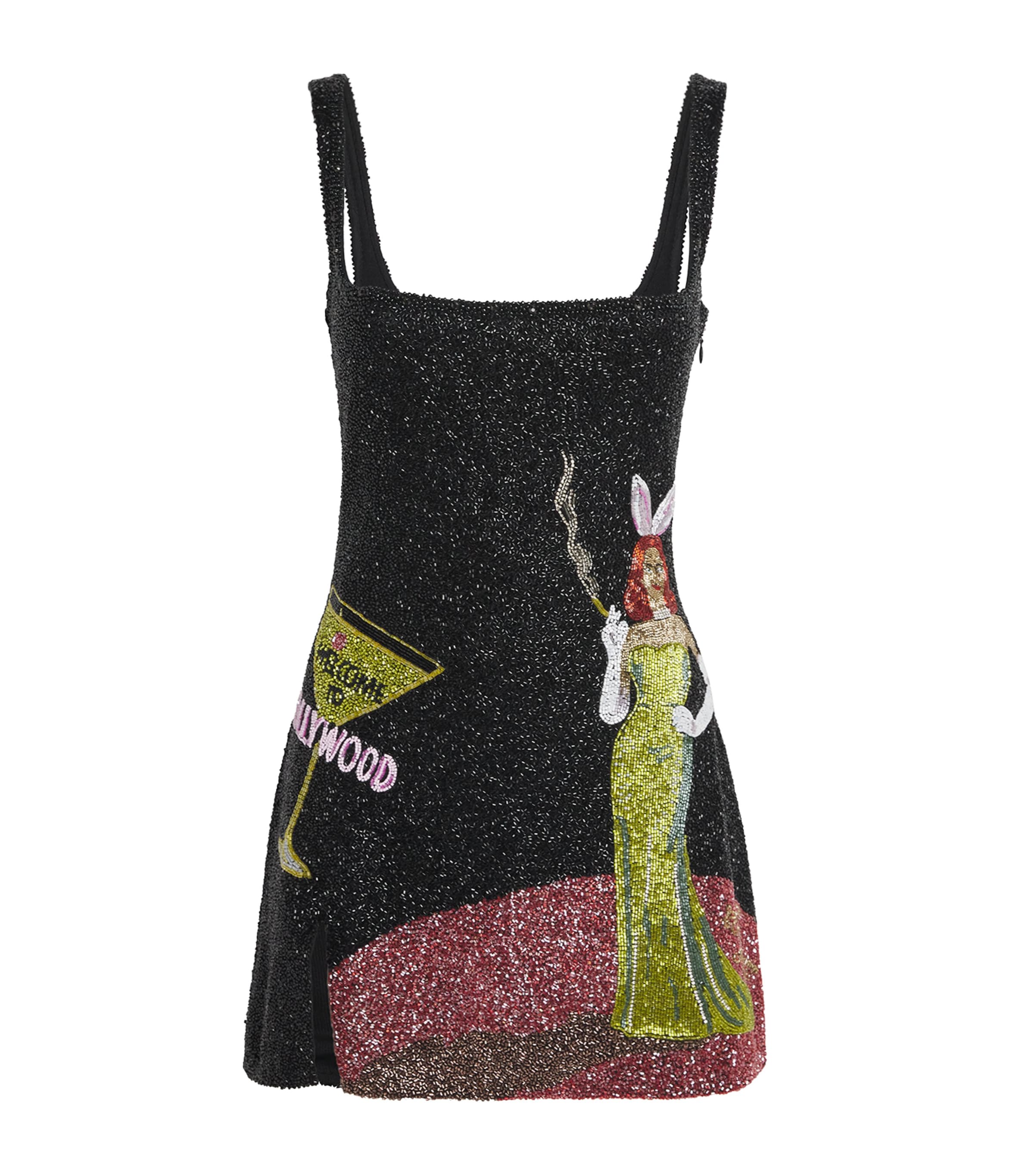 Clio Peppiatt Embellished Bunny Mini Dress In Black