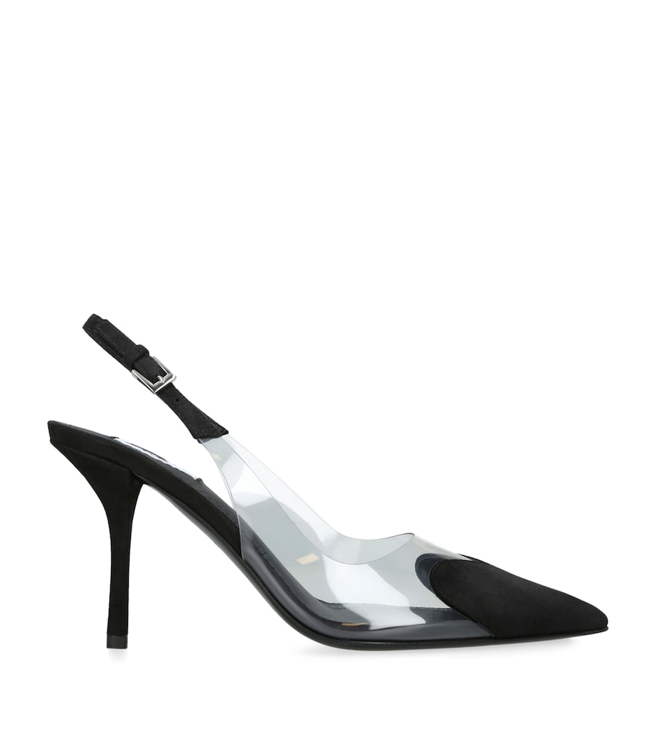 Suede Coeur Slingback Pumps 90 BLACK Image 1