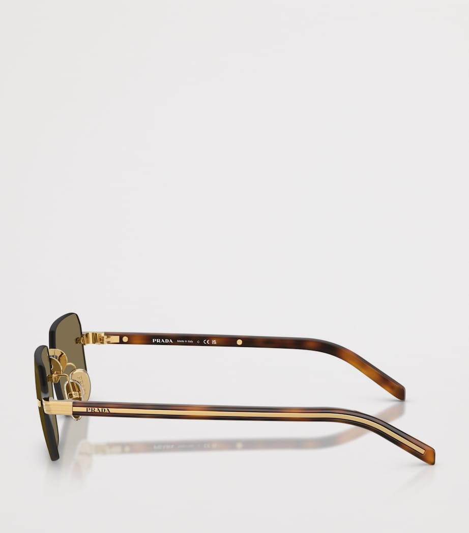 Prada Rimless Rectangle Sunglasses Gold Image 3