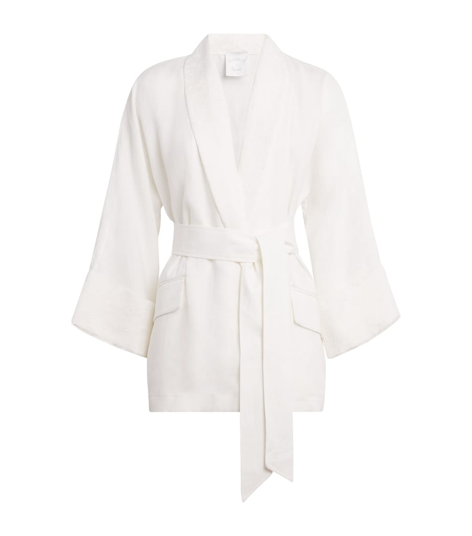 x Harrods Linen Belted Blazer BIANCO Image 1