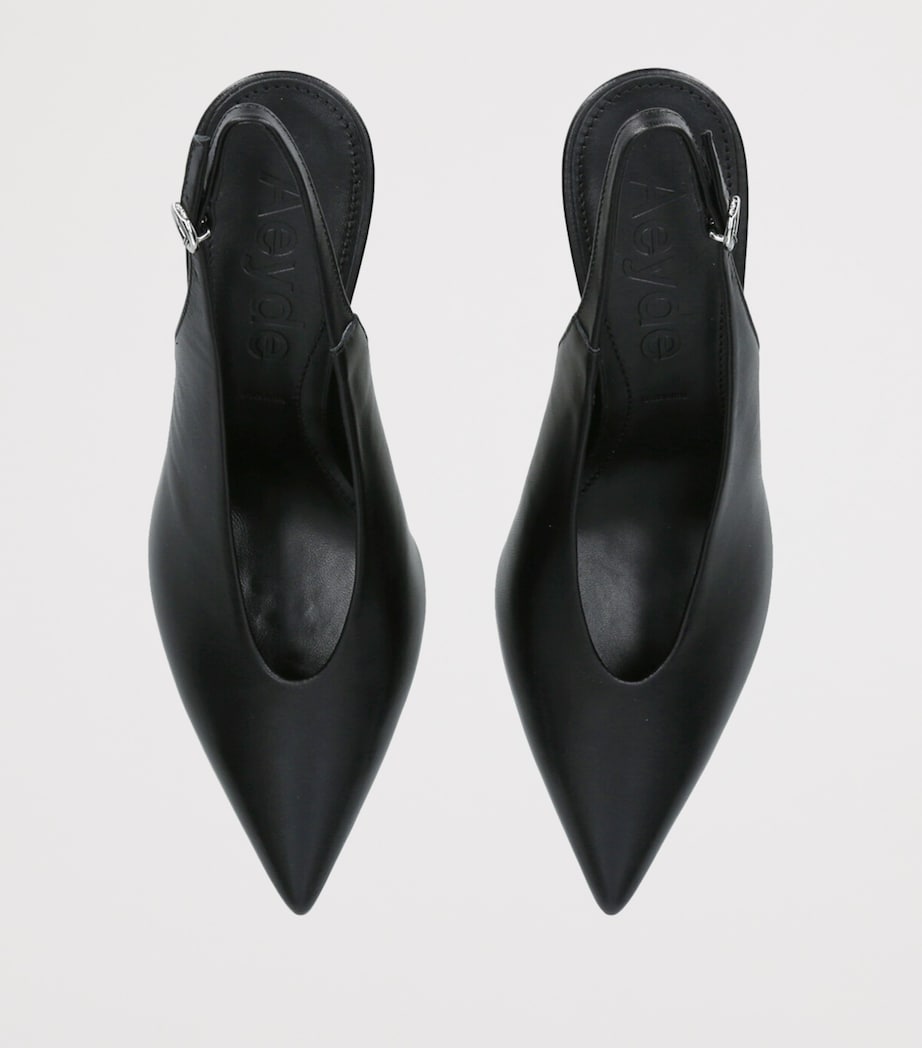 Leather Carla Slingback Pumps 75 BLACK Image 4