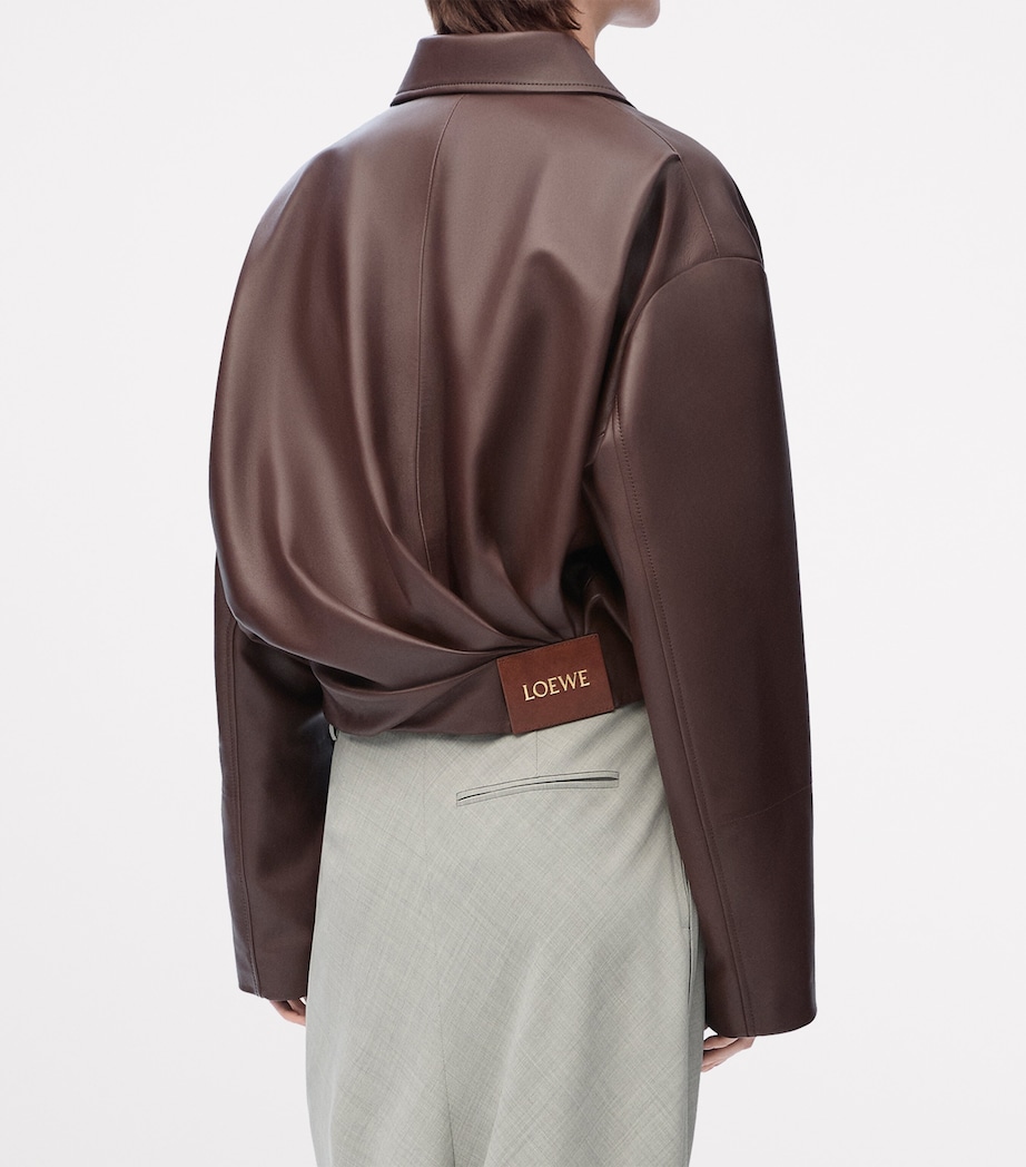 Lambskin Draped Jacket CHOCOLATE BROWN Image 5