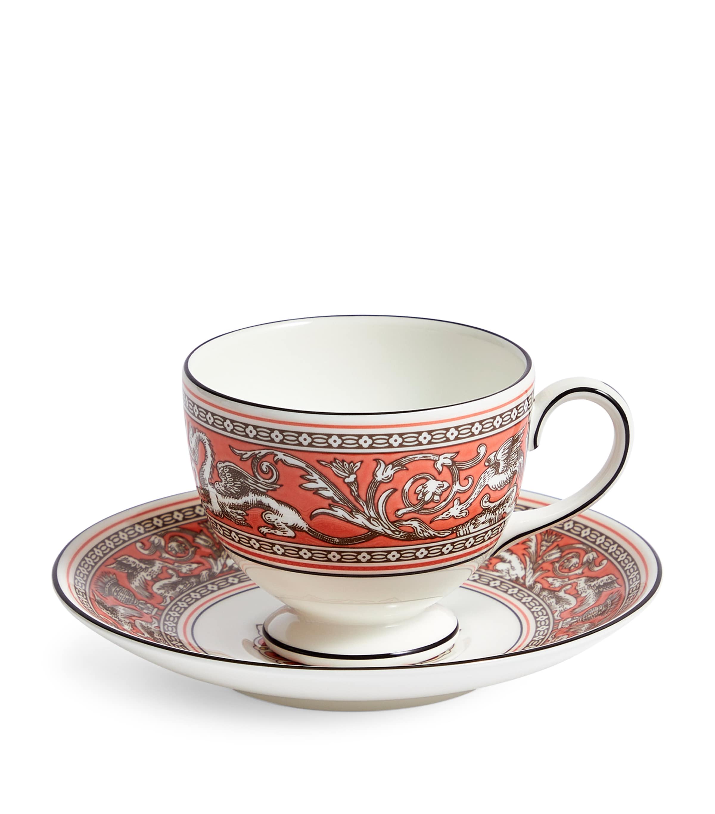 Shop Wedgwood Florentine Salmon Teacup & Saucer In Orange