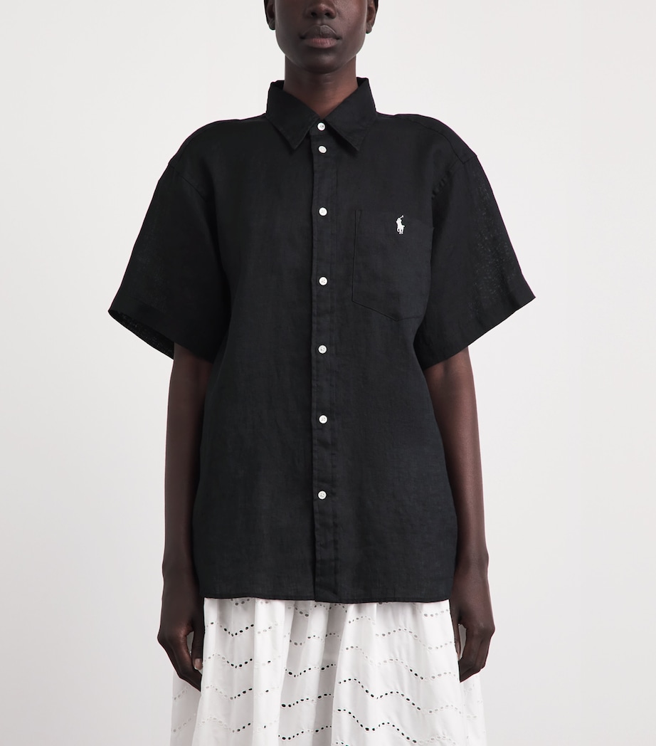 Polo Ralph Lauren Womens Linen Oversized Shirt Polo Black Image 4