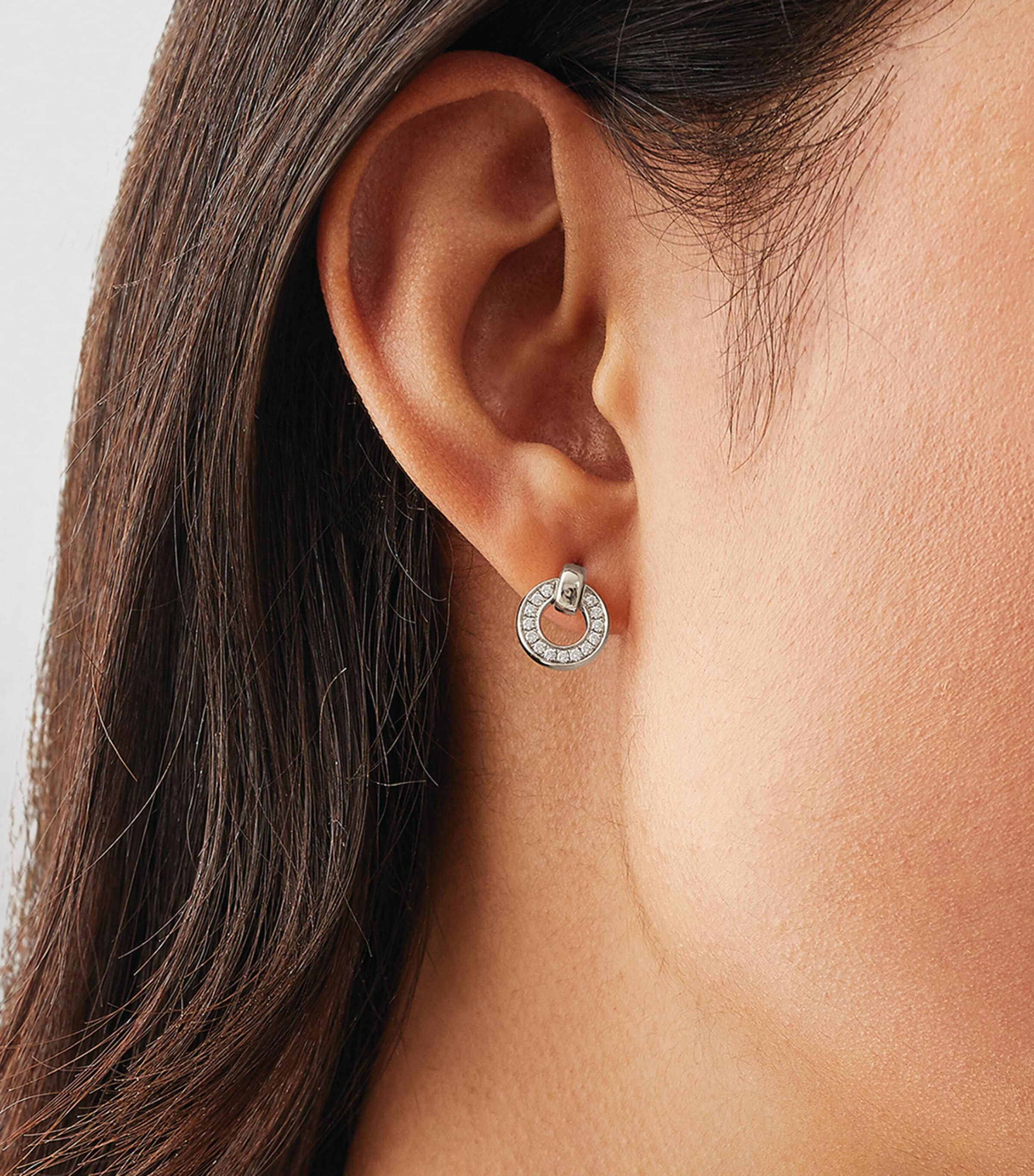 White Gold and Diamond Roulette Flip Earrings SILVER Image 2