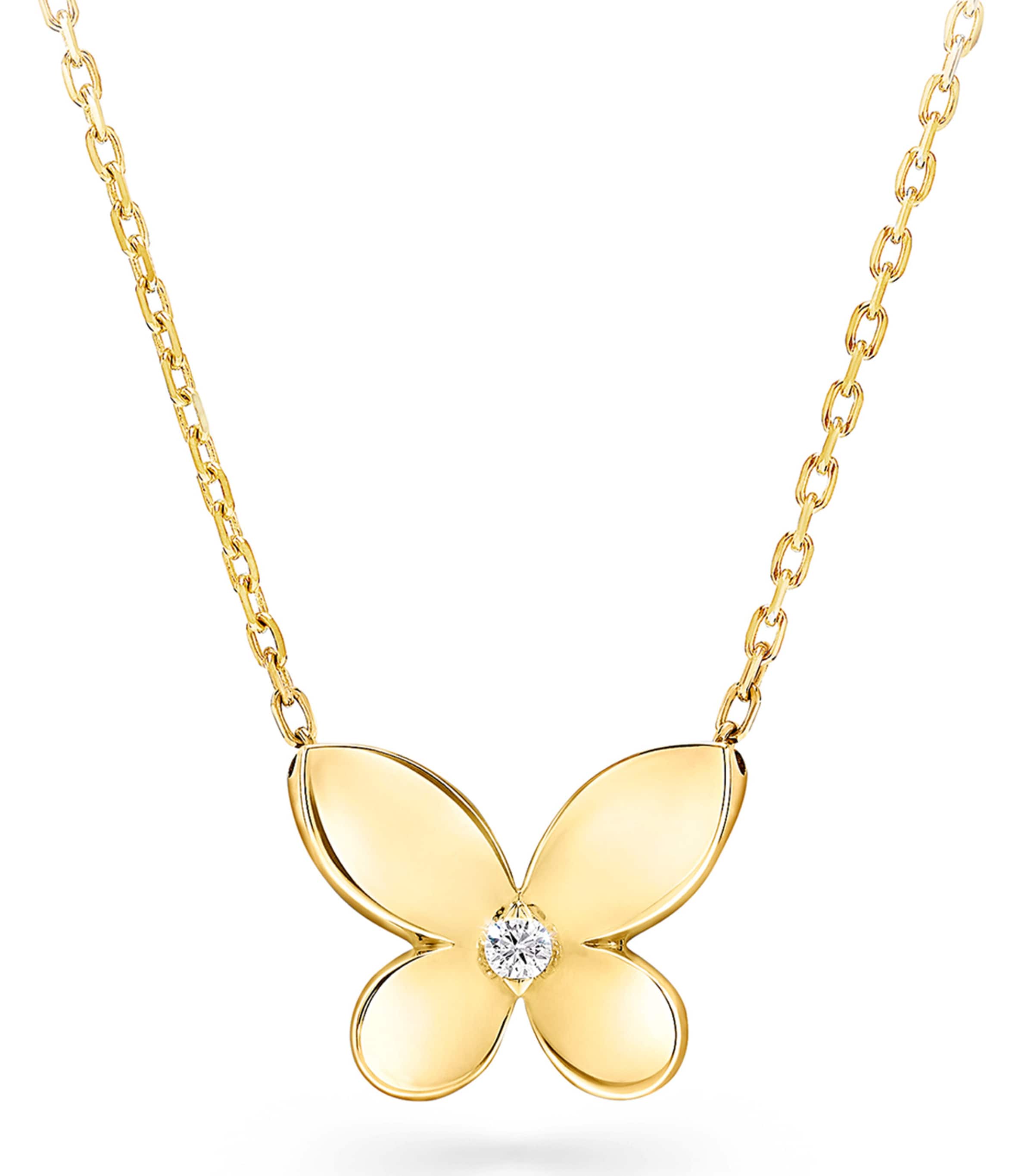 Mini Yellow Gold and Diamond Butterfly Necklace YELLOW GOLD Image 1